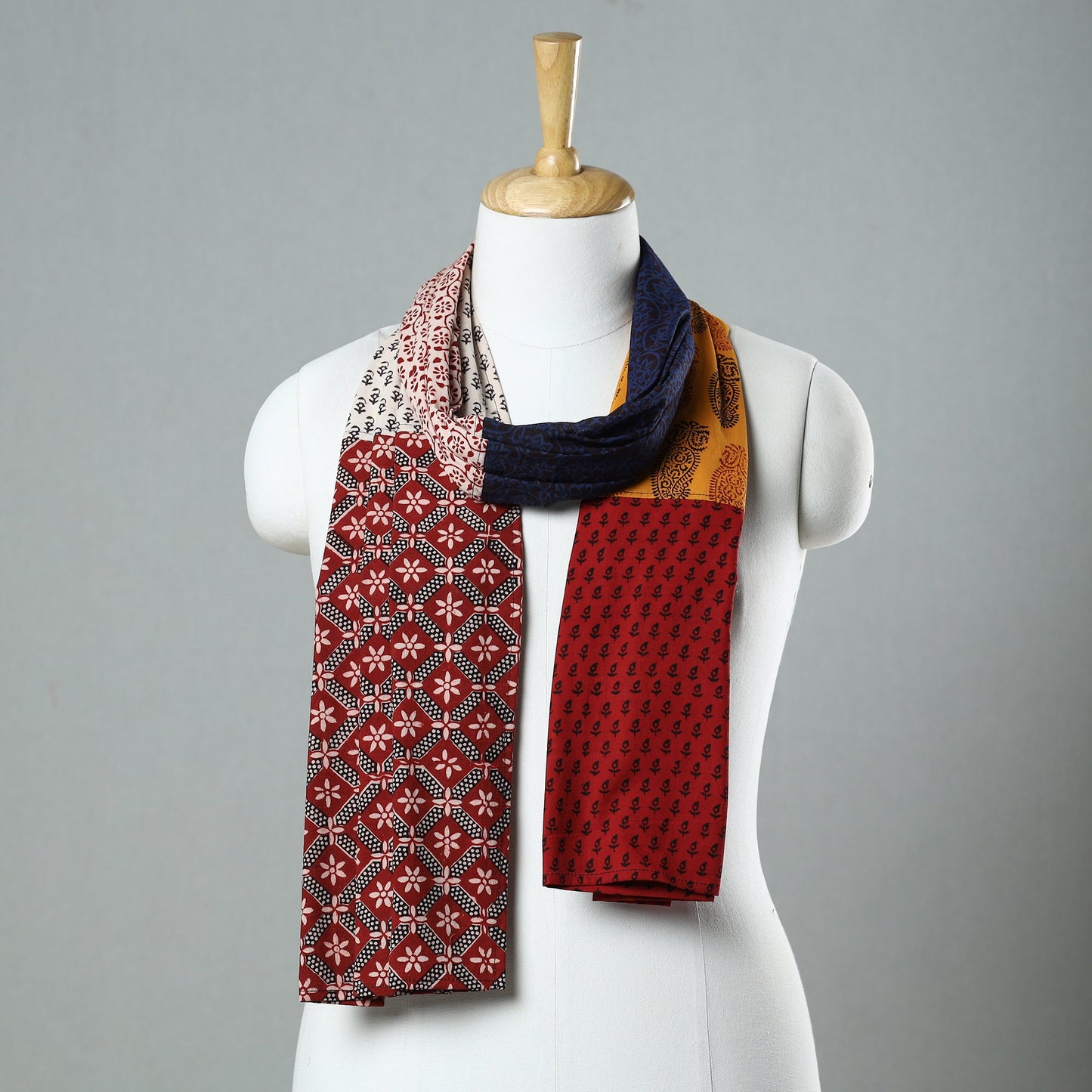 Bagh Block Printed Patchwork Cotton Stole 41