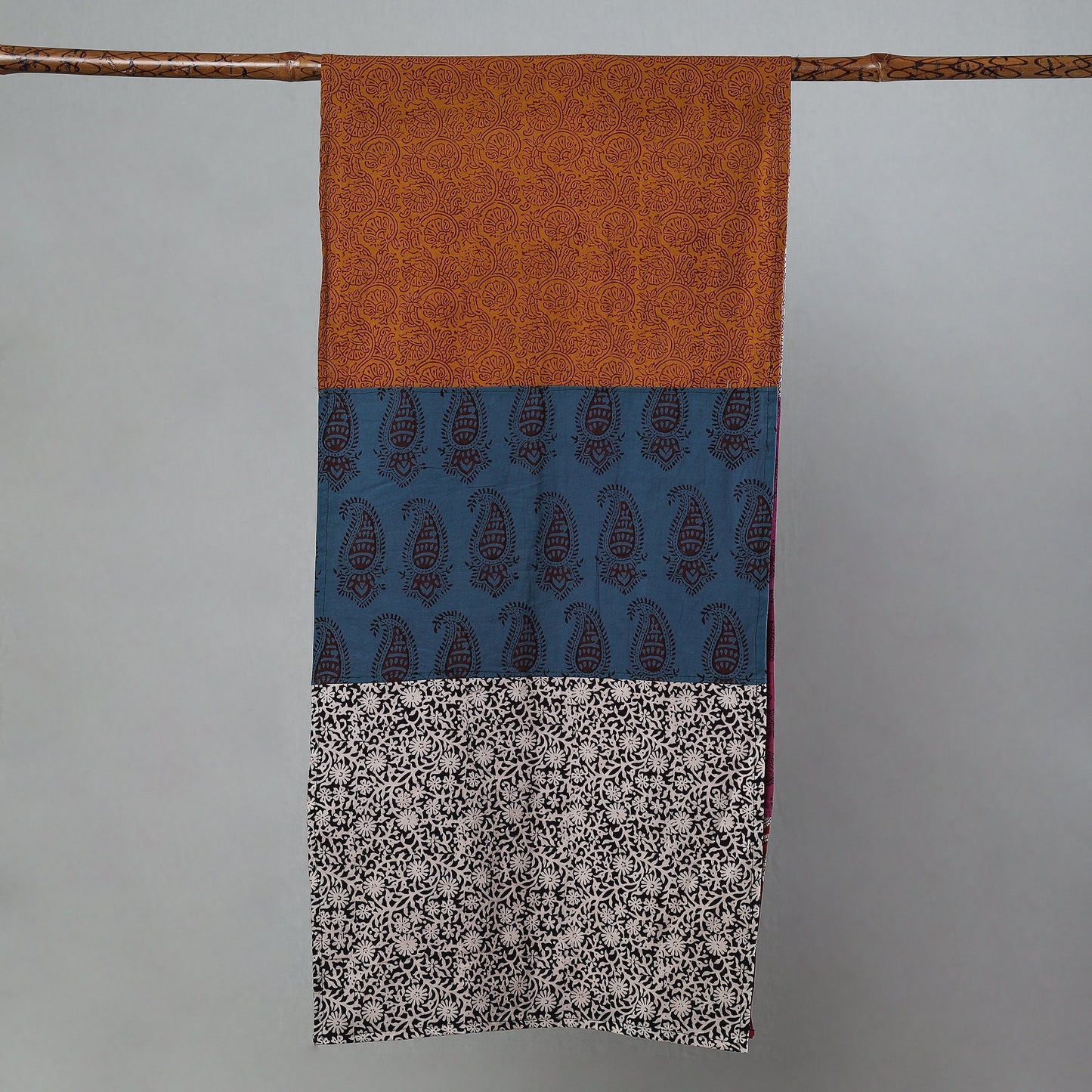 Multicolor Bagh Block Printed Patchwork Cotton Stole