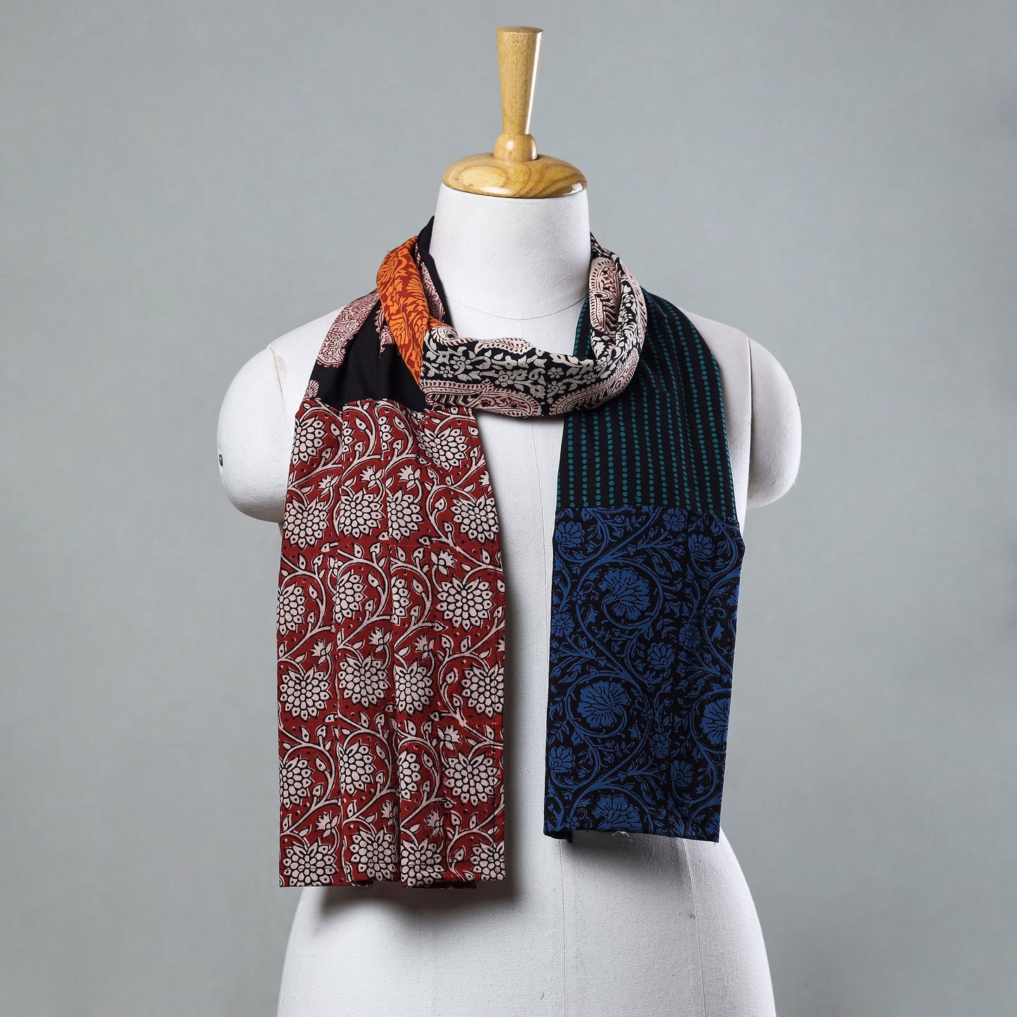 Bagh Block Printed Patchwork Cotton Stole Online at iTokri.com