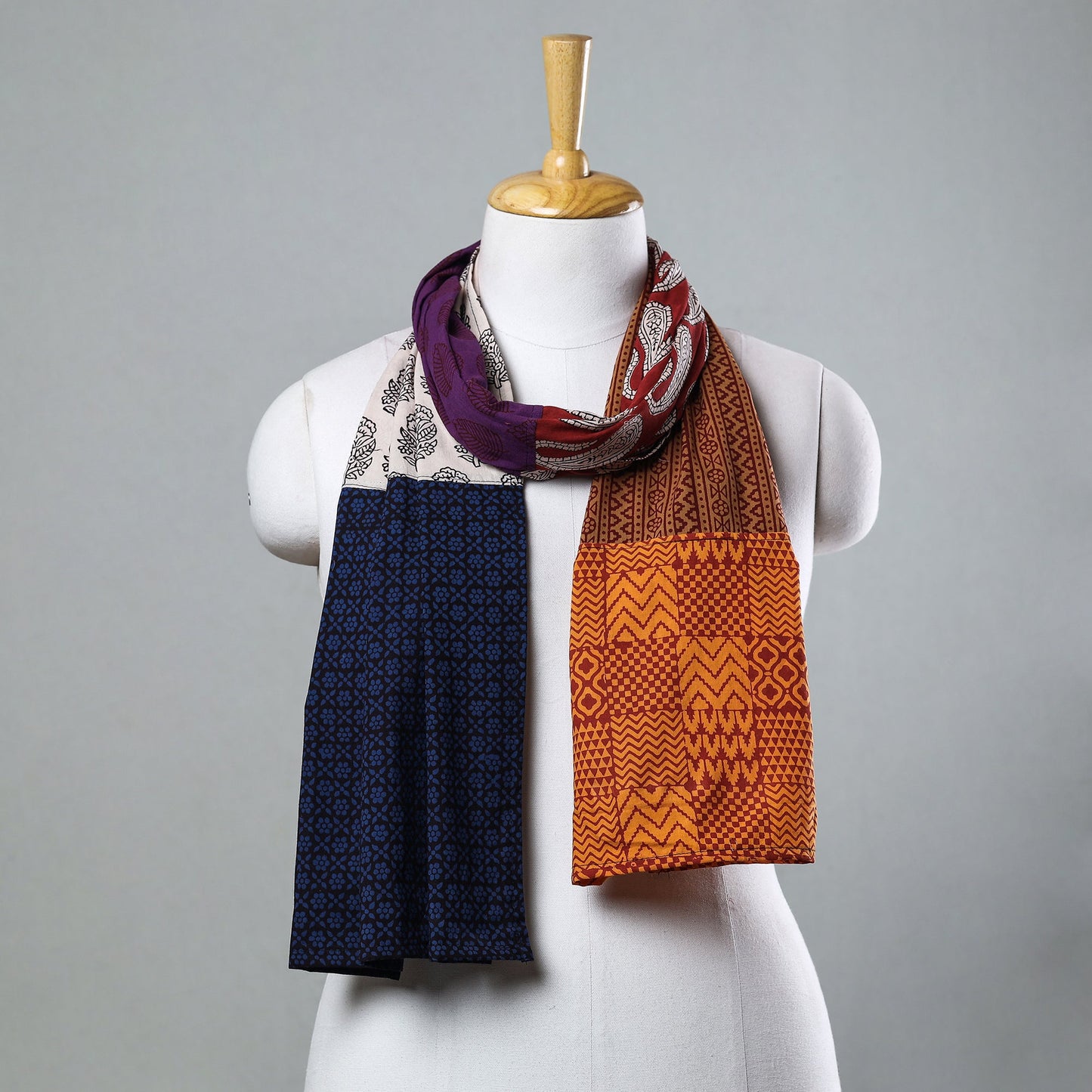 Bagh Block Printed Patchwork Cotton Stole Online at iTokri.com