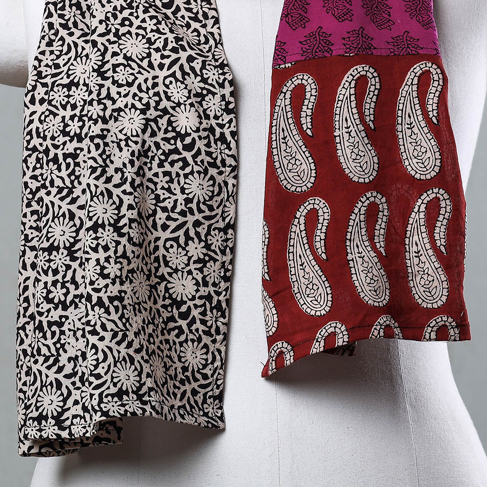 Multicolor Bagh Block Printed Patchwork Cotton Stole