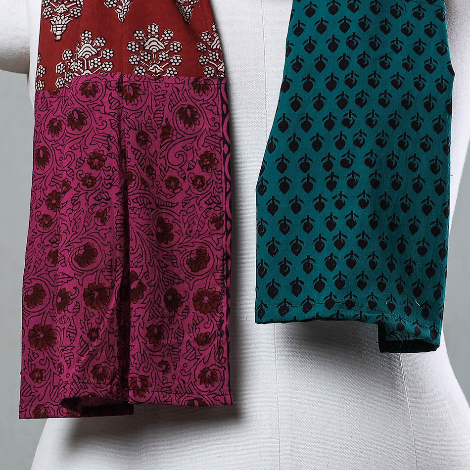 Multicolor Bagh Block Printed Patchwork Cotton Stole