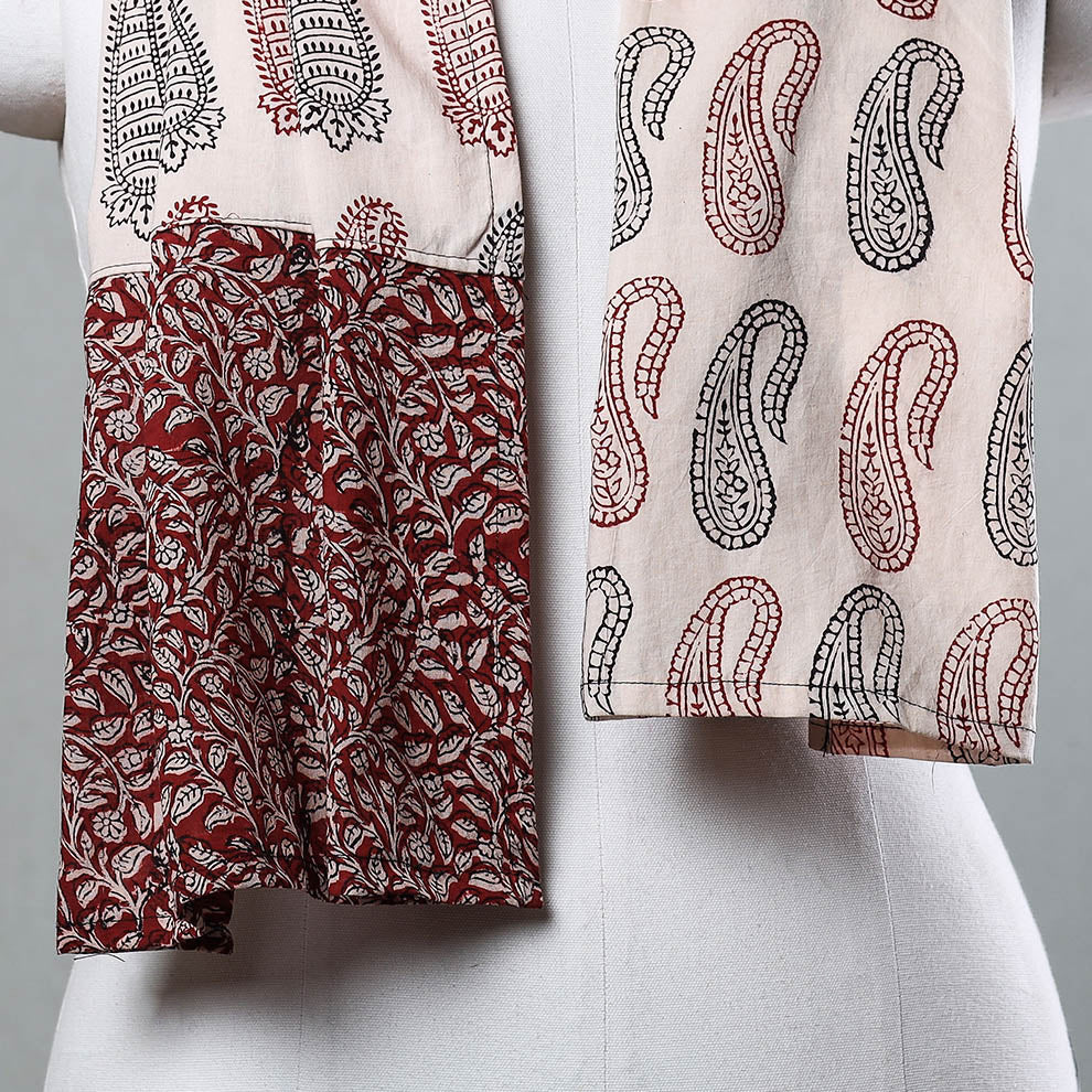 Multicolor Bagh Block Printed Patchwork Cotton Stole