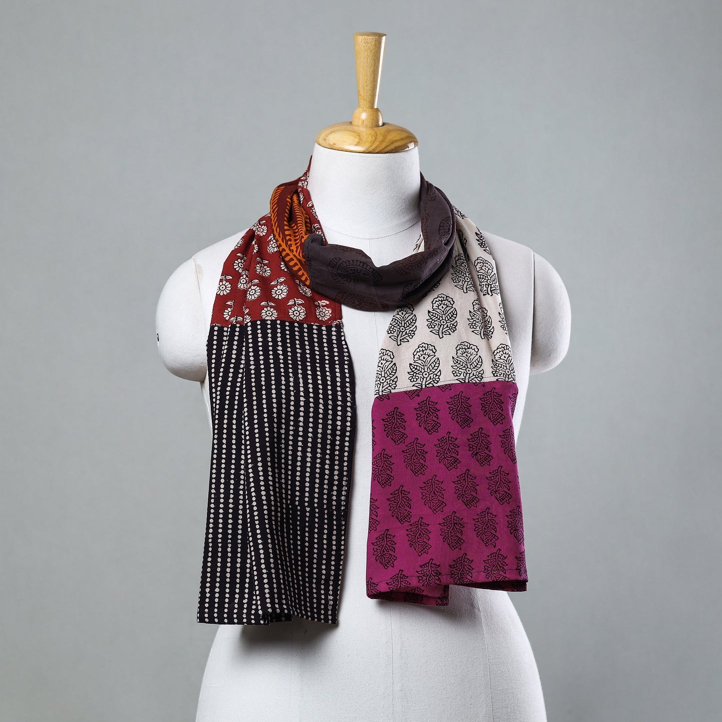 Bagh Block Printed Patchwork Cotton Stole Online at iTokri.com