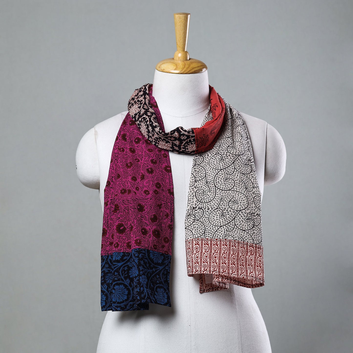 Bagh Block Printed Patchwork Cotton Stole Online at iTokri.com