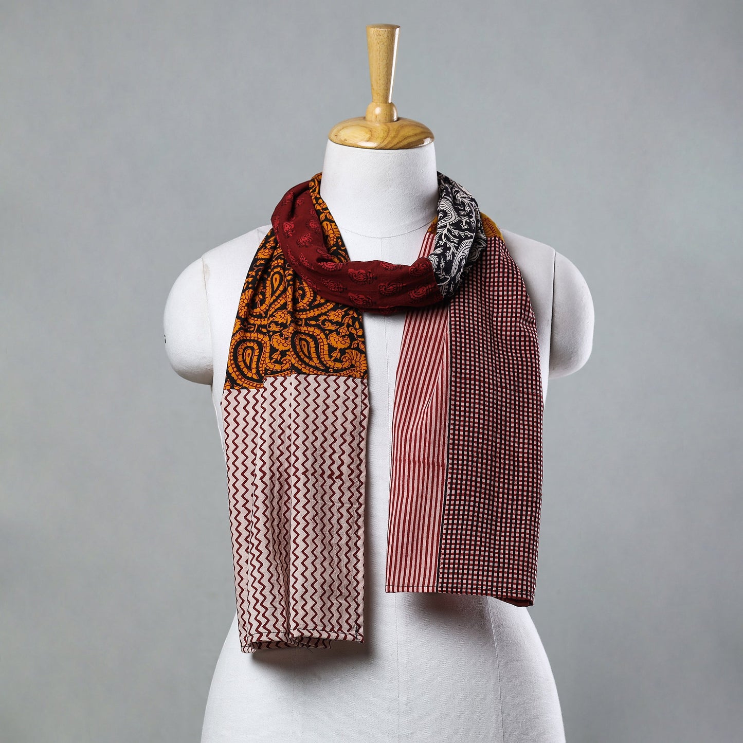 Bagh Block Printed Patchwork Cotton Stole Online at iTokri.com
