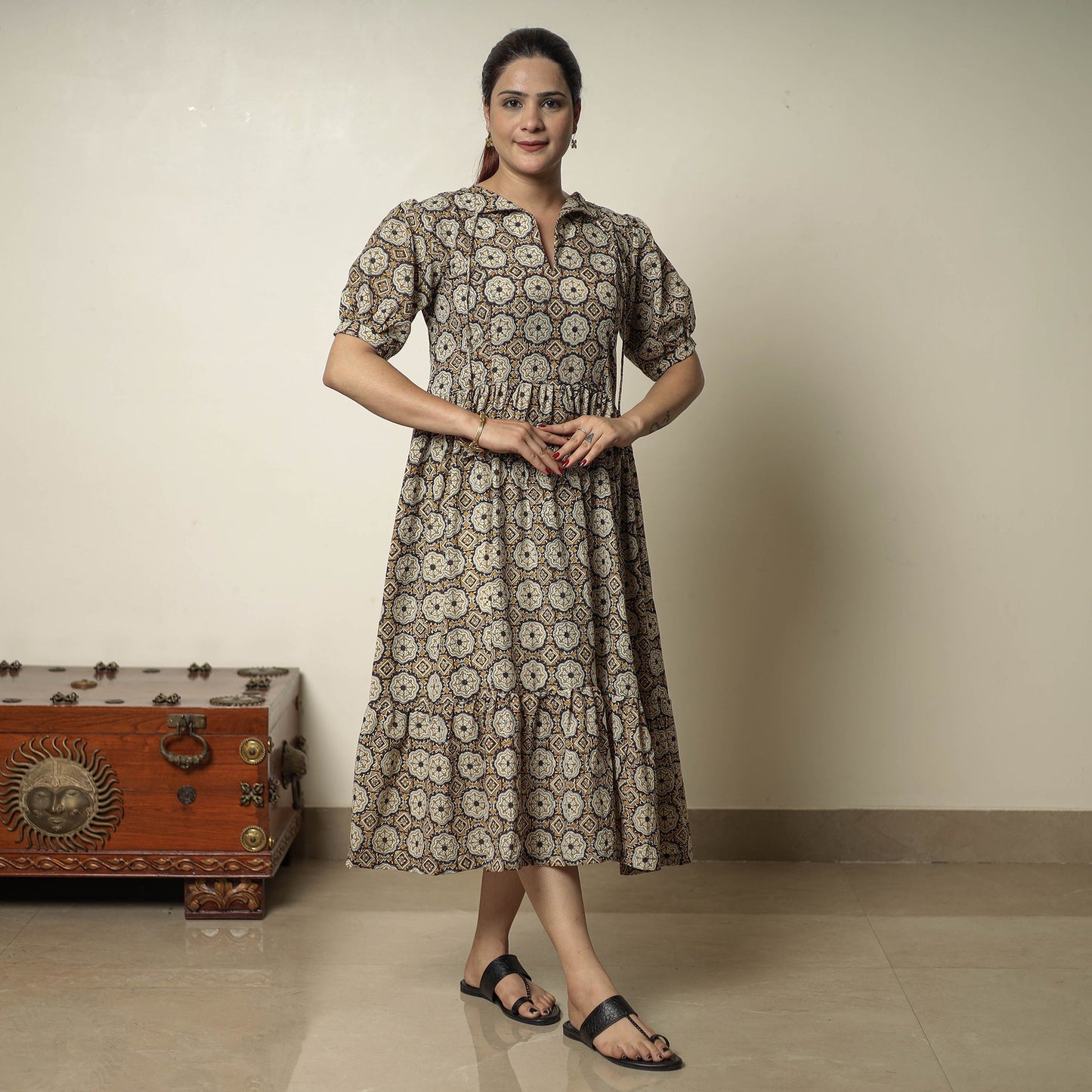 Buy Bagru Block Printed Cotton Tiered Dress 12 Online at iTokri.com