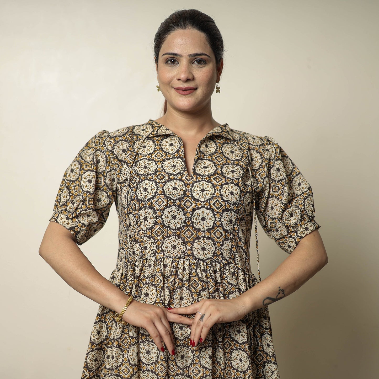 Buy Bagru Block Printed Cotton Tiered Dress 12 Online at iTokri.com