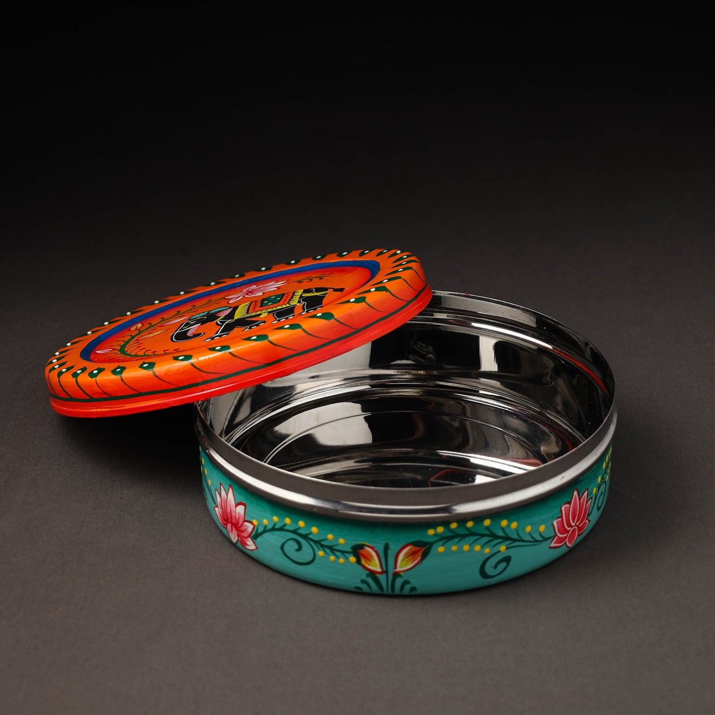 Banaras Handpainted Stainless Steel Roti Box