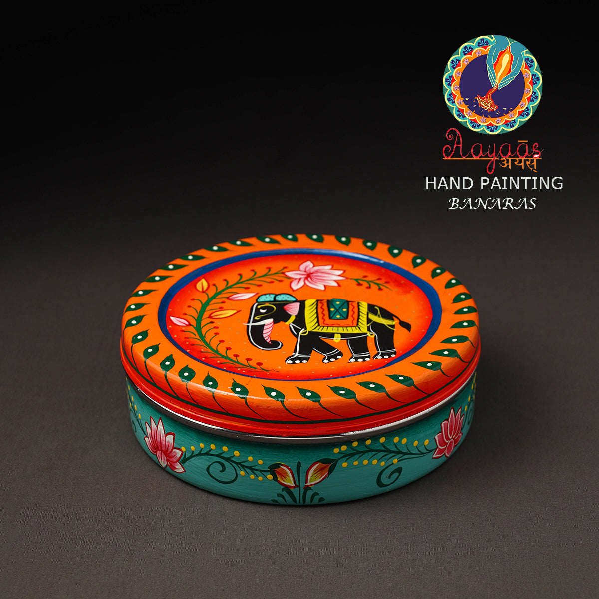 Banaras Handpainted Stainless Steel Roti Box