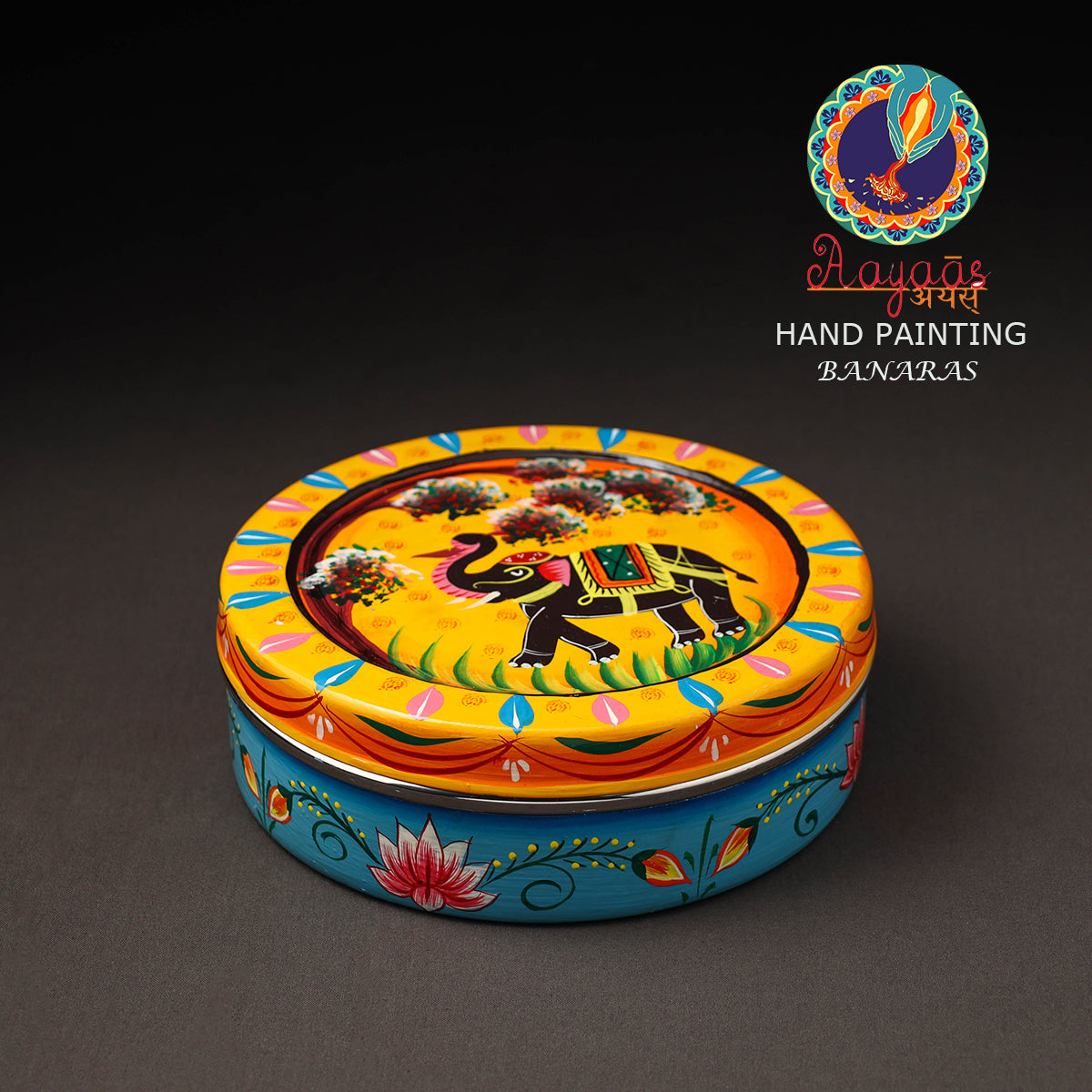 Banaras Handpainted Stainless Steel Roti Box