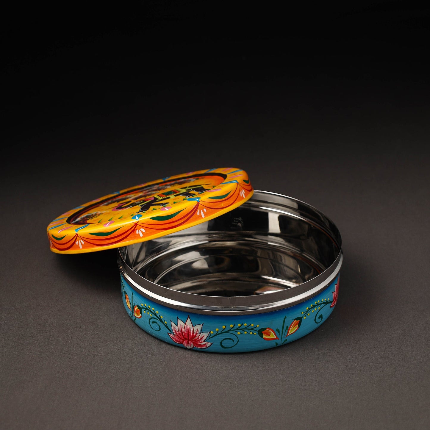 Banaras Handpainted Stainless Steel Roti Box
