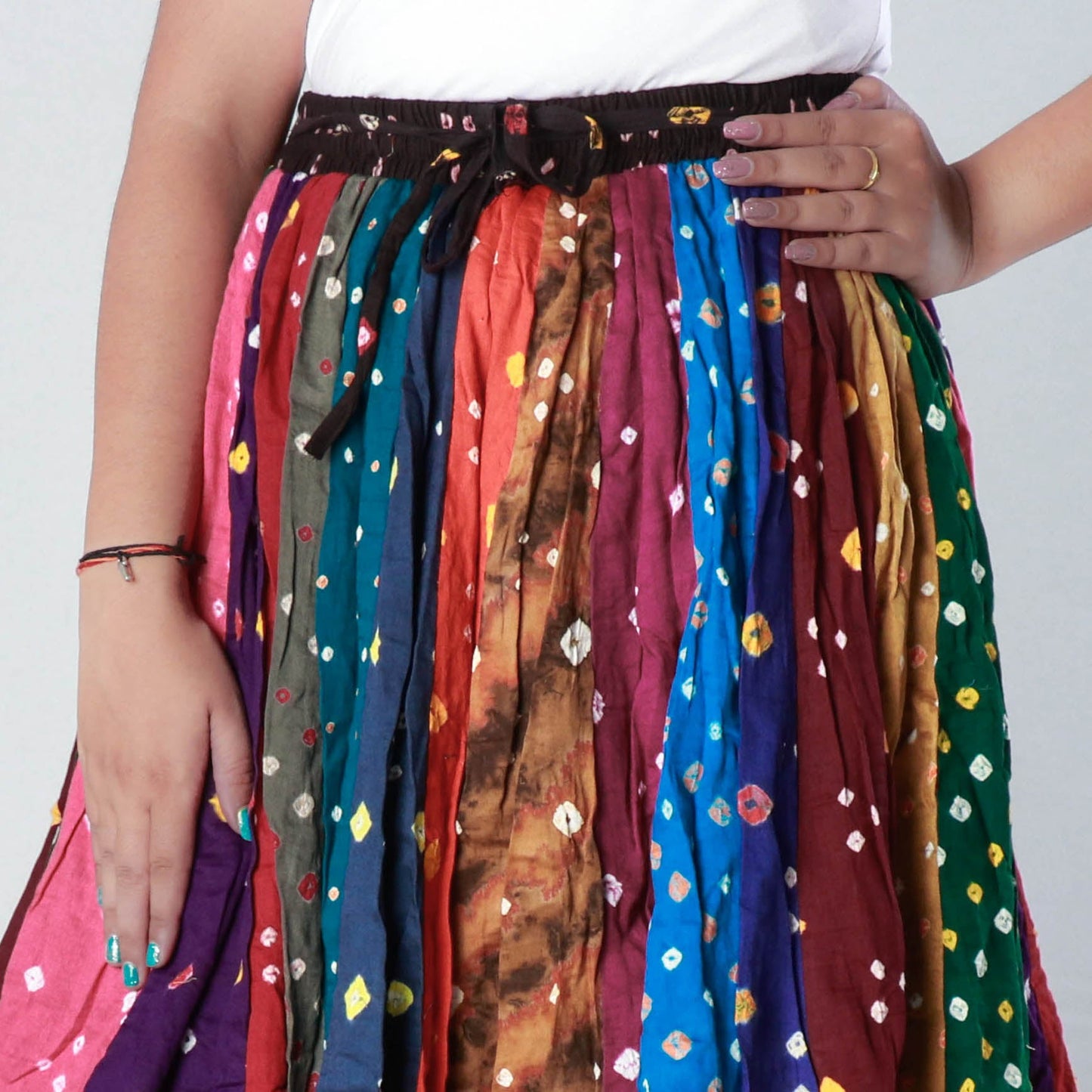 Bandhani Tie-Dye Cotton Fabric Short Skirt