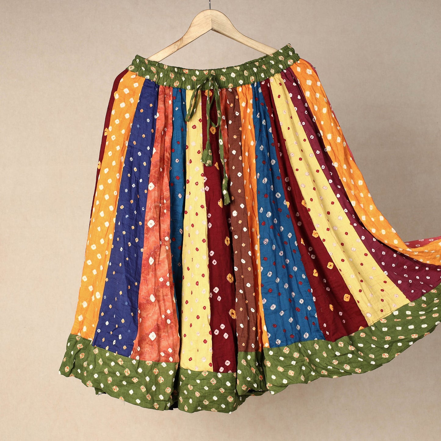 Buy Bandhani Tie-Dye Patchwork Cotton Short Skirt Online at iTokri.com