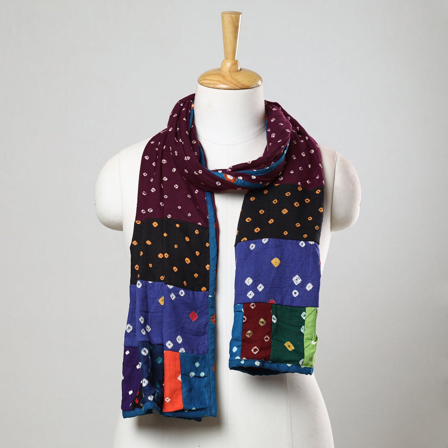 Bandhani Tie-Dye Patchwork Cotton Stole 01 Online at iTokri.com