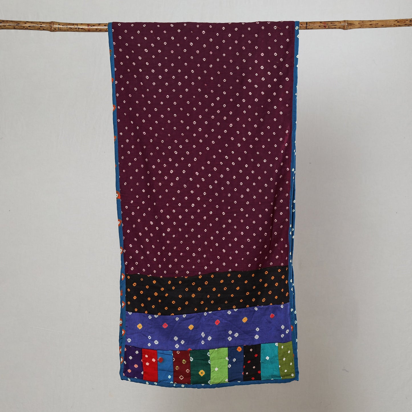 Bandhani Tie-Dye Patchwork Cotton Stole 01 Online at iTokri.com