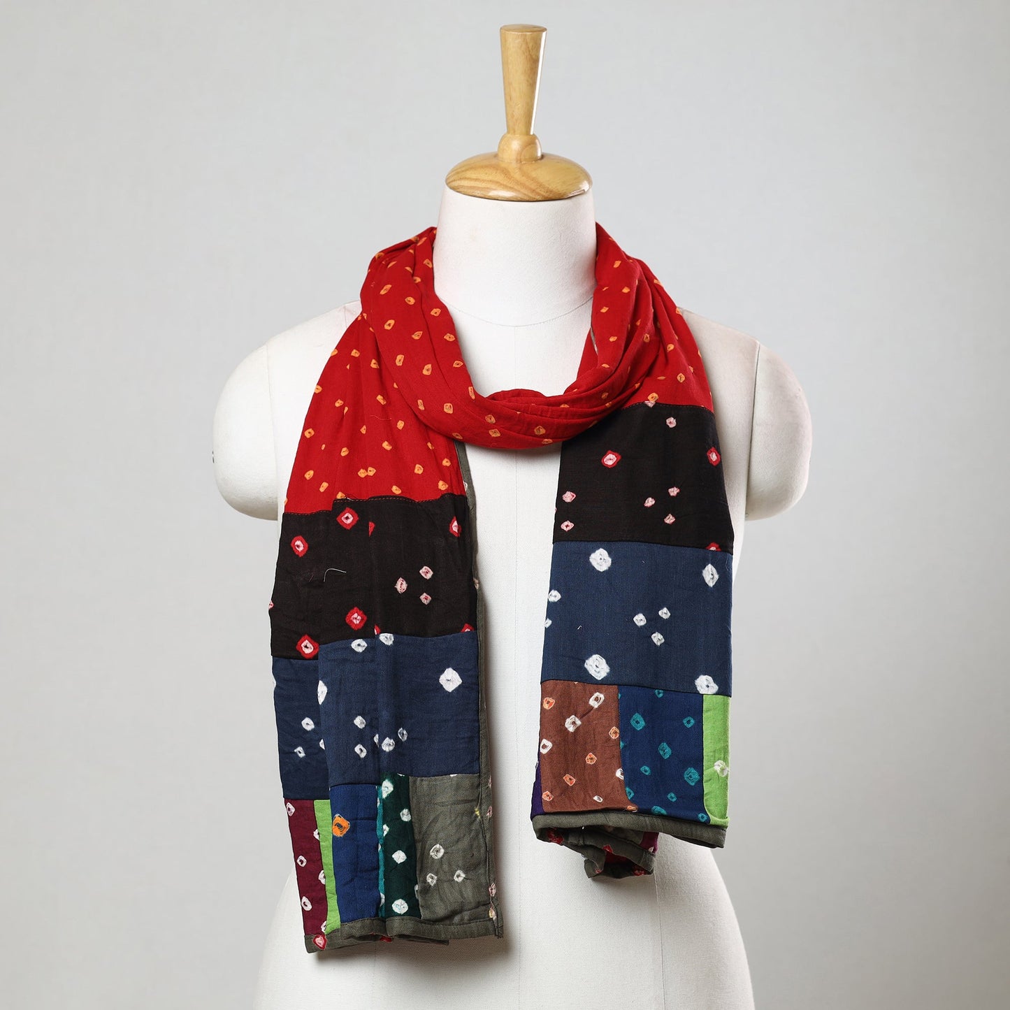 Bandhani Tie-Dye Patchwork Cotton Stole 15 Online at iTokri.com
