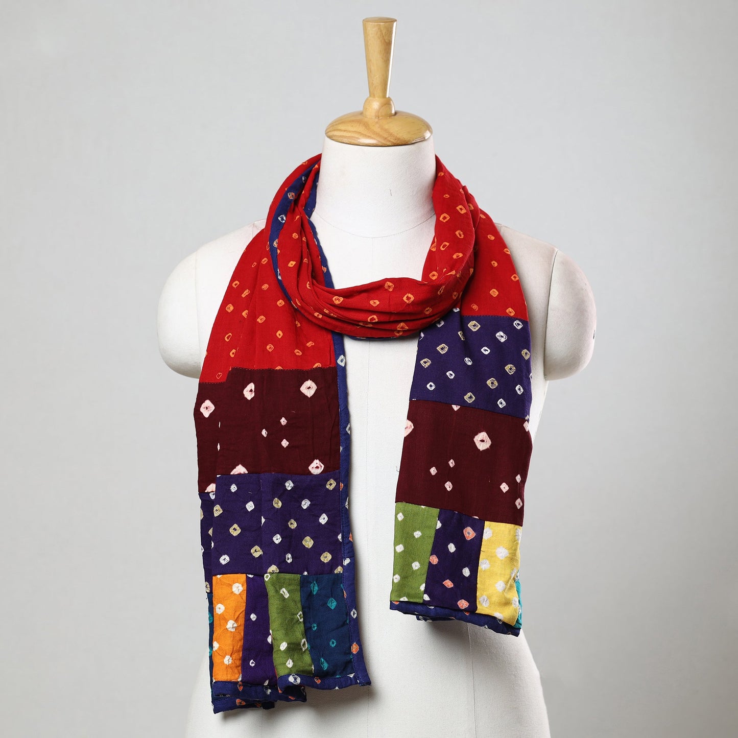 Bandhani Tie-Dye Patchwork Cotton Stole 22