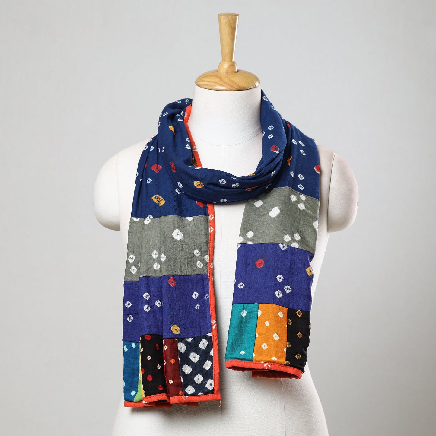 Bandhani Tie-Dye Patchwork Cotton Stole 31