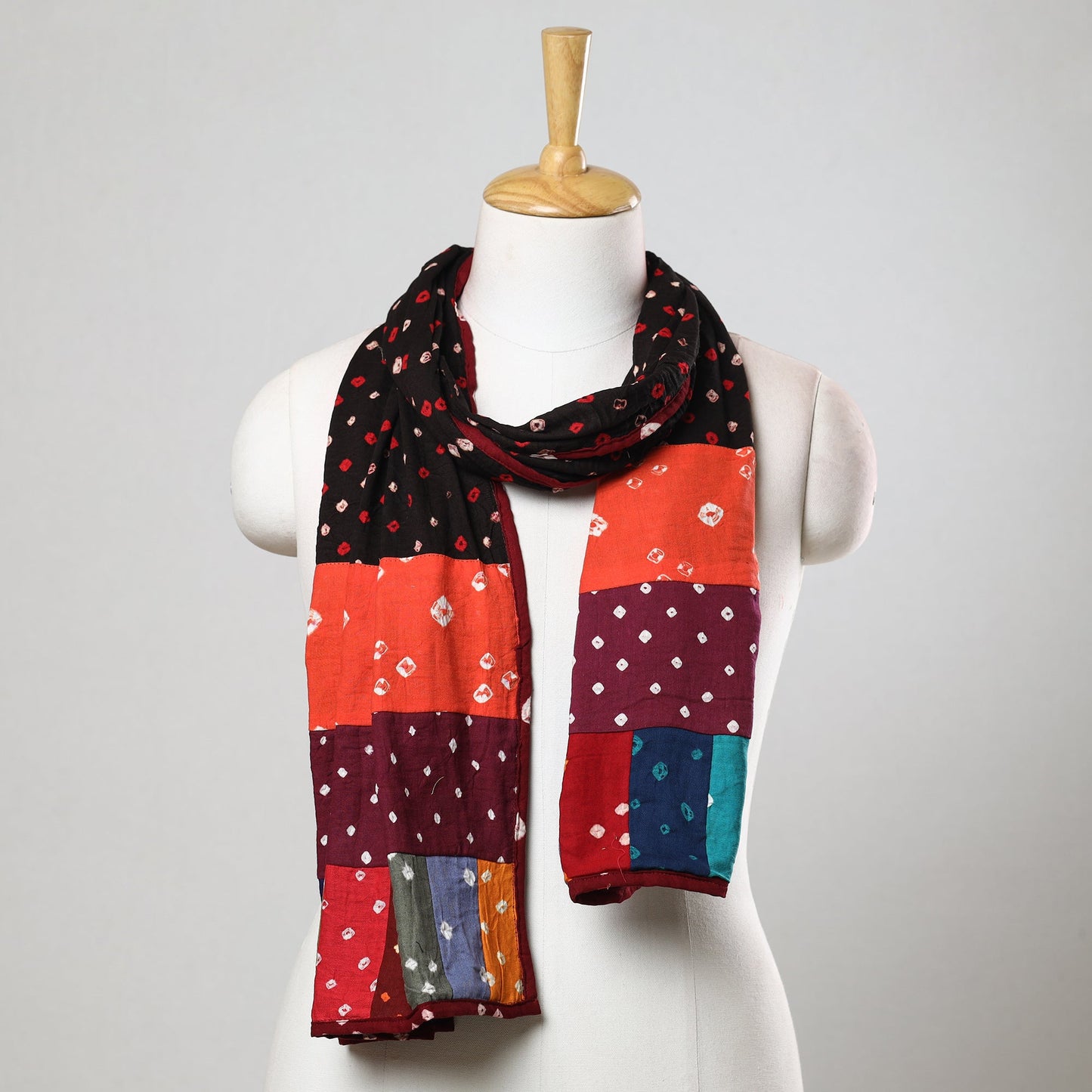 Bandhani Tie-Dye Patchwork Cotton Stole 39
