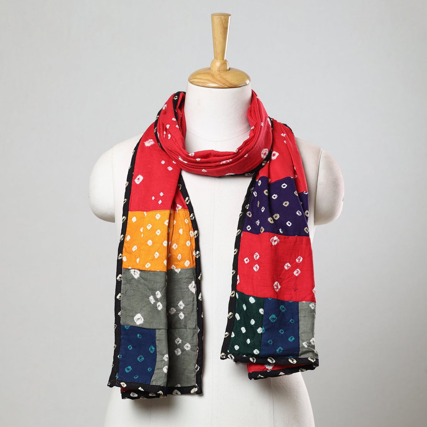 Bandhani Tie-Dye Patchwork Cotton Stole 46