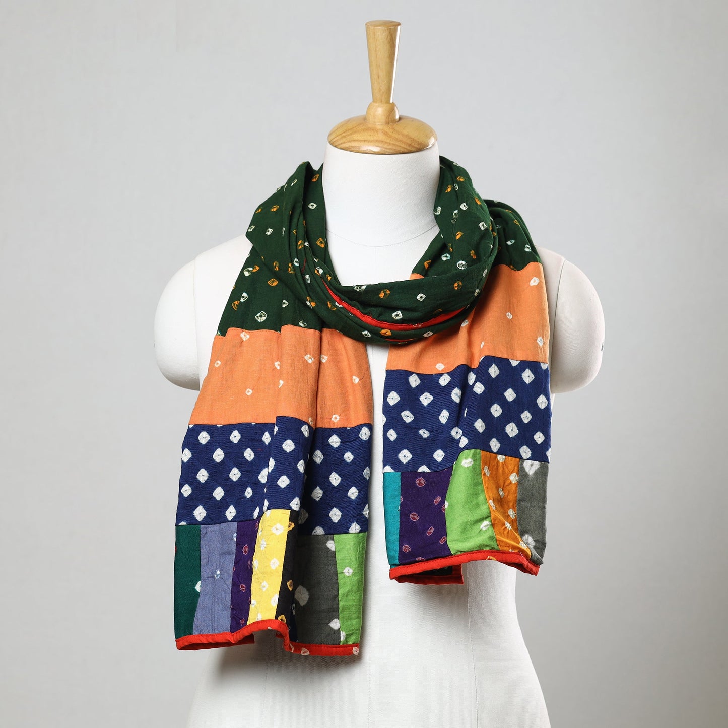 Bandhani Tie-Dye Patchwork Cotton Stole 54 Online at iTokri.com