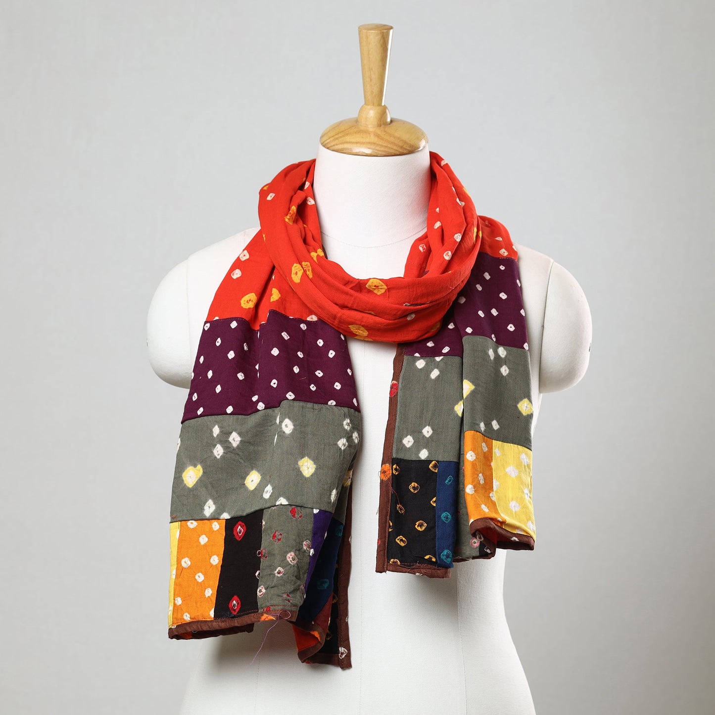 Bandhani Tie-Dye Patchwork Cotton Stole 57