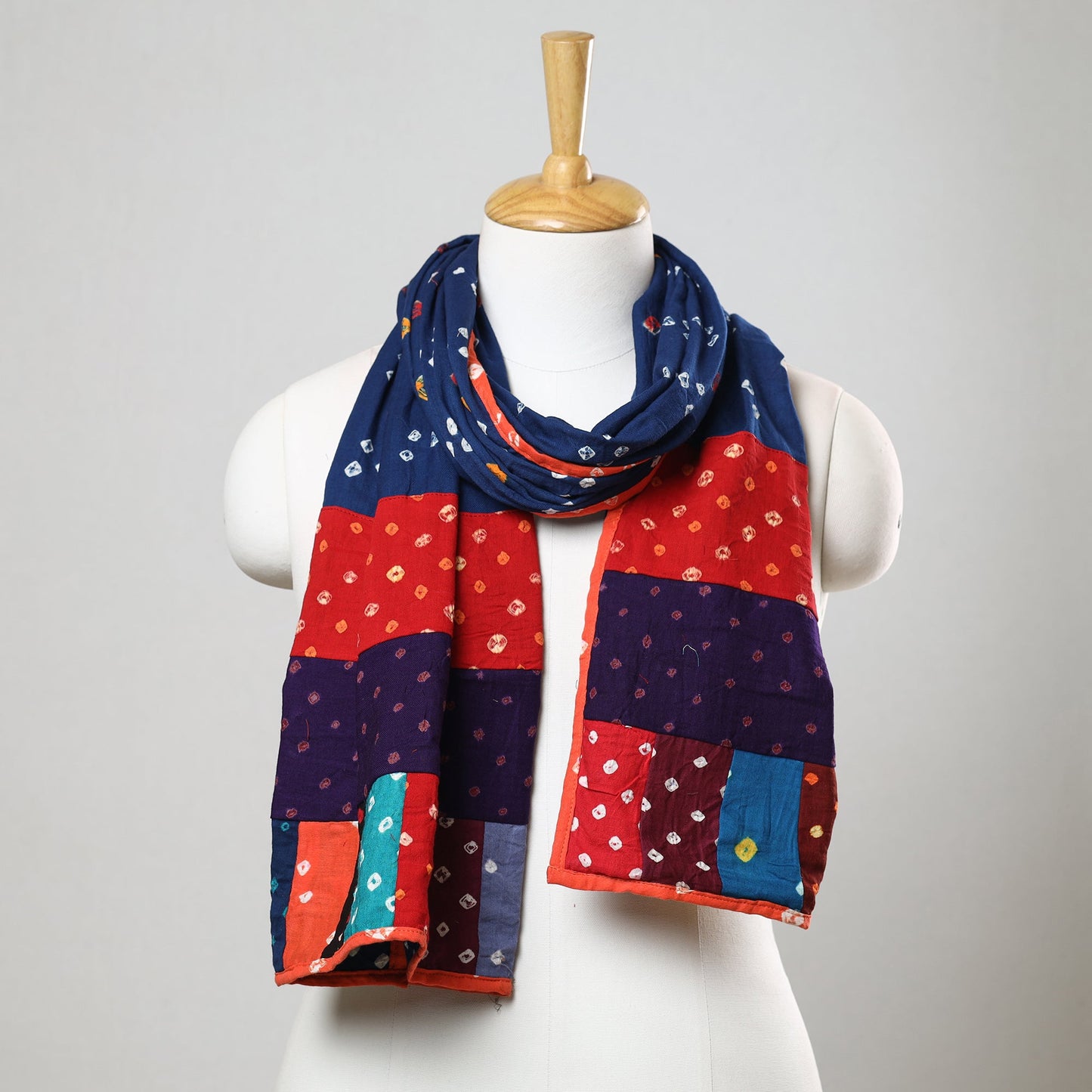 Bandhani Tie-Dye Patchwork Cotton Stole 64