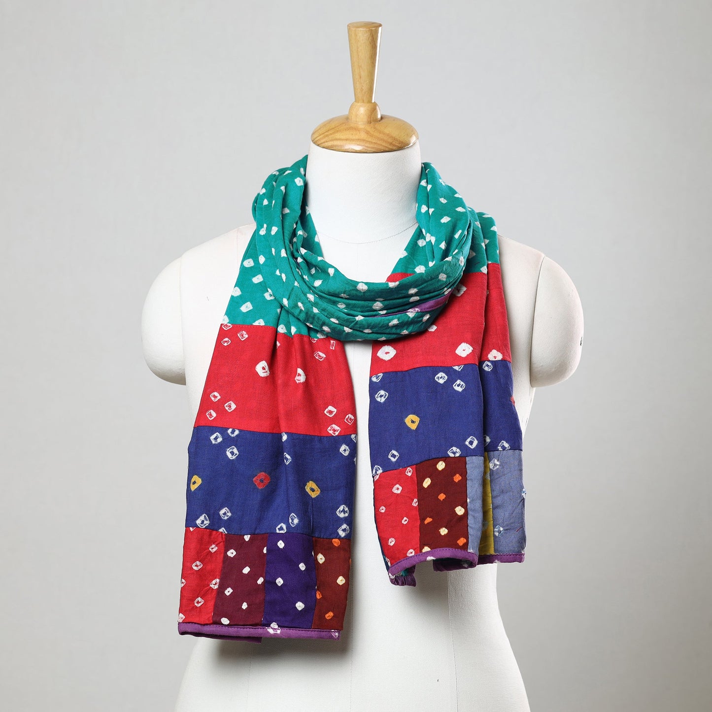 Bandhani Tie-Dye Patchwork Cotton Stole 70 Online at iTokri.com