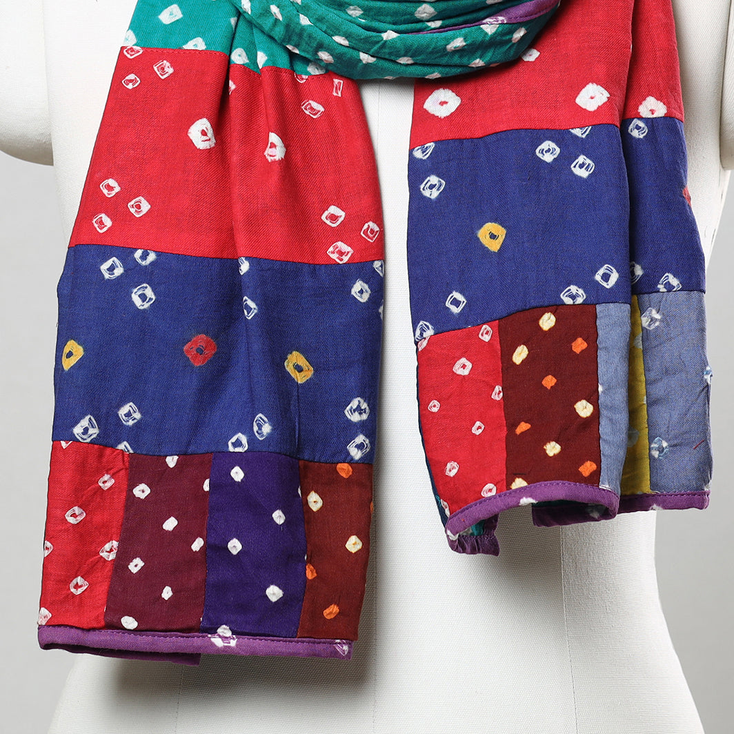 Bandhani Tie-Dye Patchwork Cotton Stole 70 Online at iTokri.com