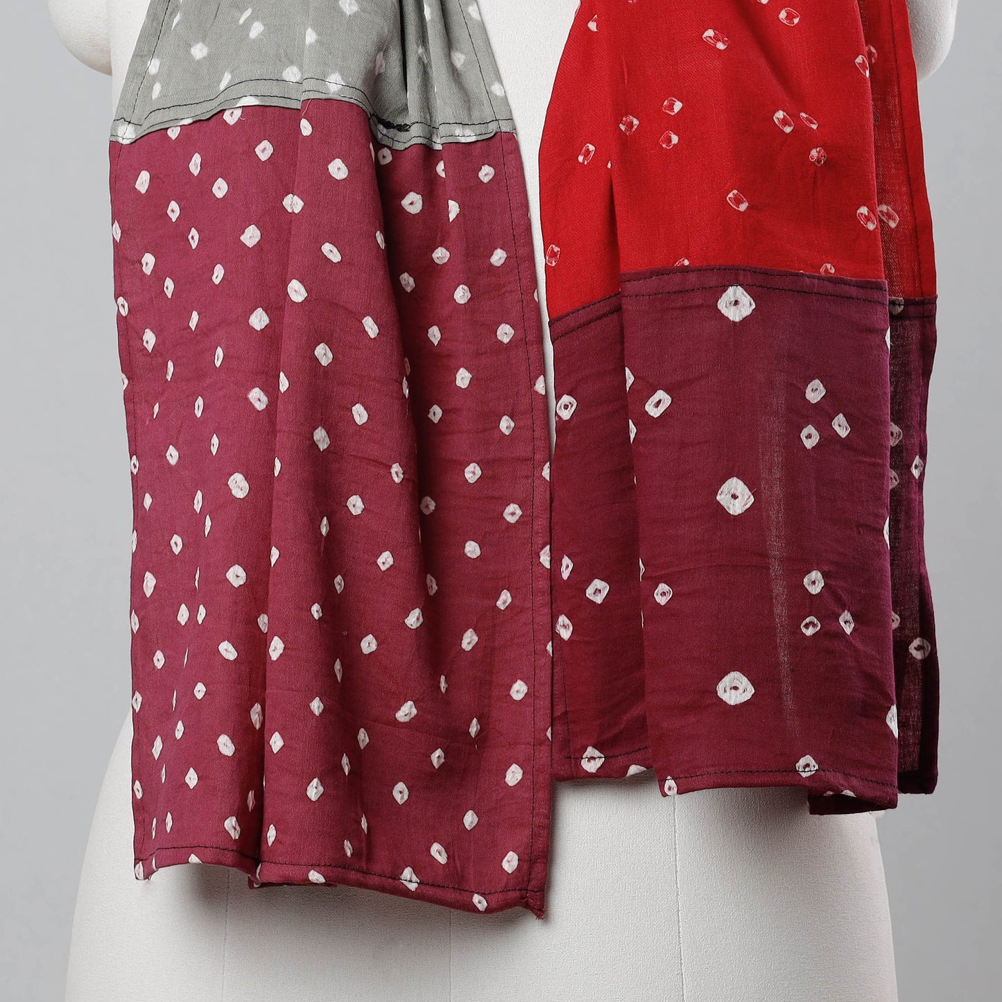 Bandhani Tie-Dye Patchwork Multicolor Soft Cotton Stole Online at iTokri.com