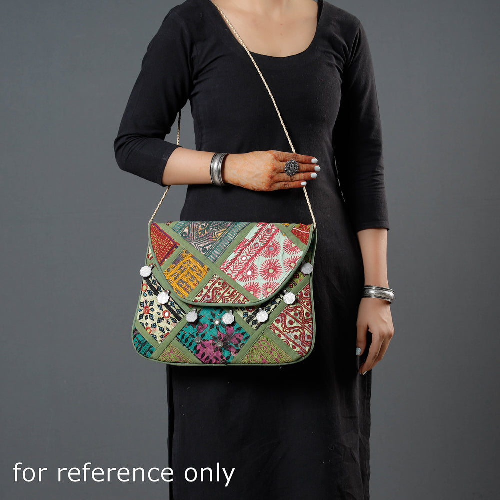 Multicolor Banjara Vintage Embroidery Mirror & Coin Work Sling Bag