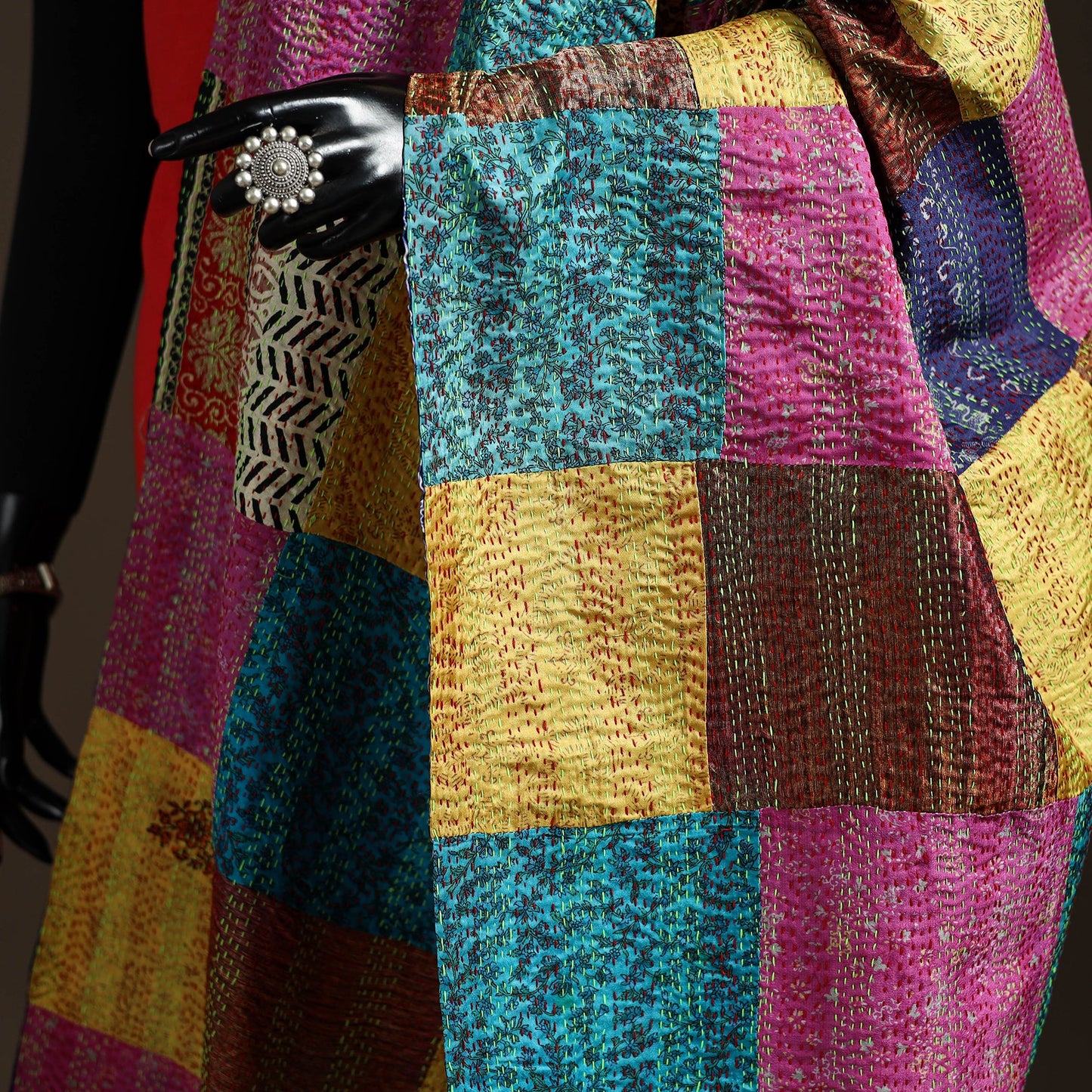 Multicolor - bengal hand embroidery patchwork reversible