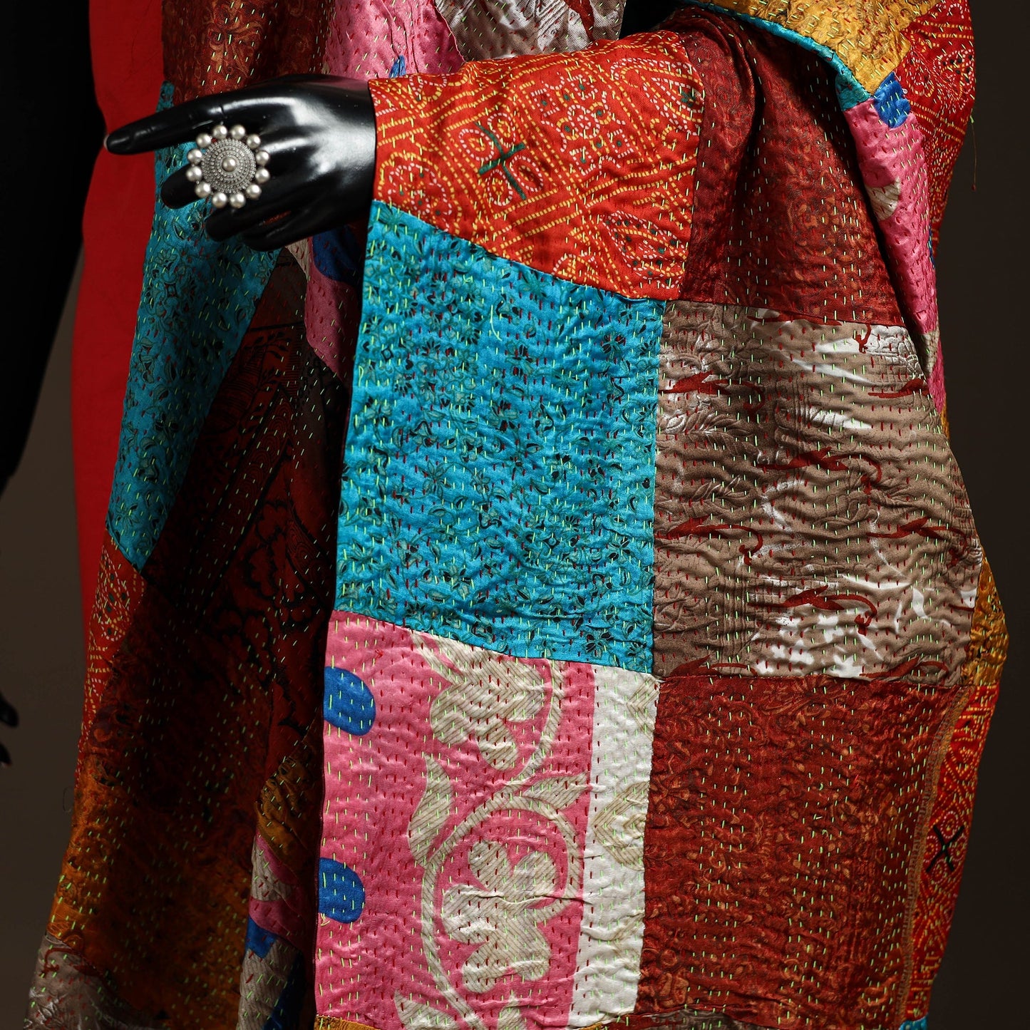 Multicolor - bengal hand embroidery patchwork reversible