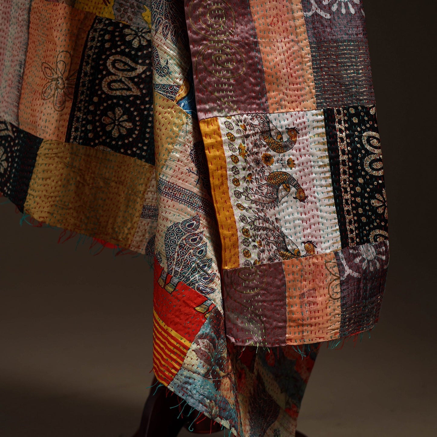 Multicolor - bengal hand embroidery patchwork reversible