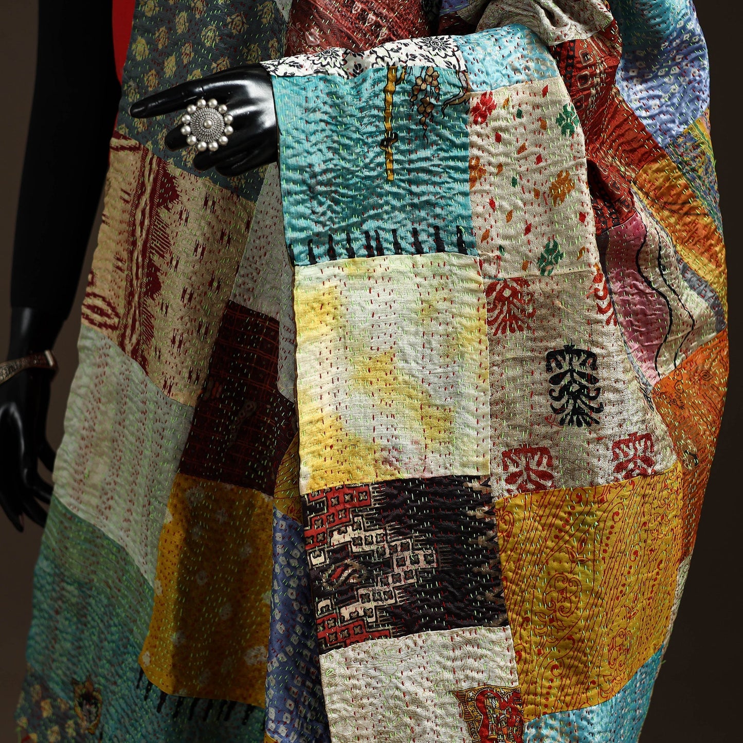 Multicolor - bengal hand embroidery patchwork reversible