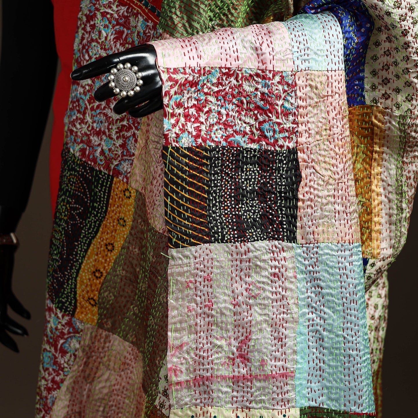 Multicolor - bengal hand embroidery patchwork reversible