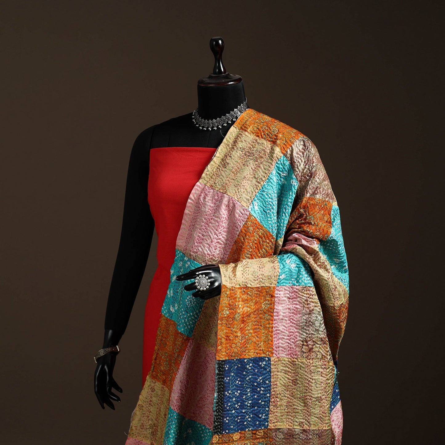 Multicolor - bengal hand embroidery patchwork reversible