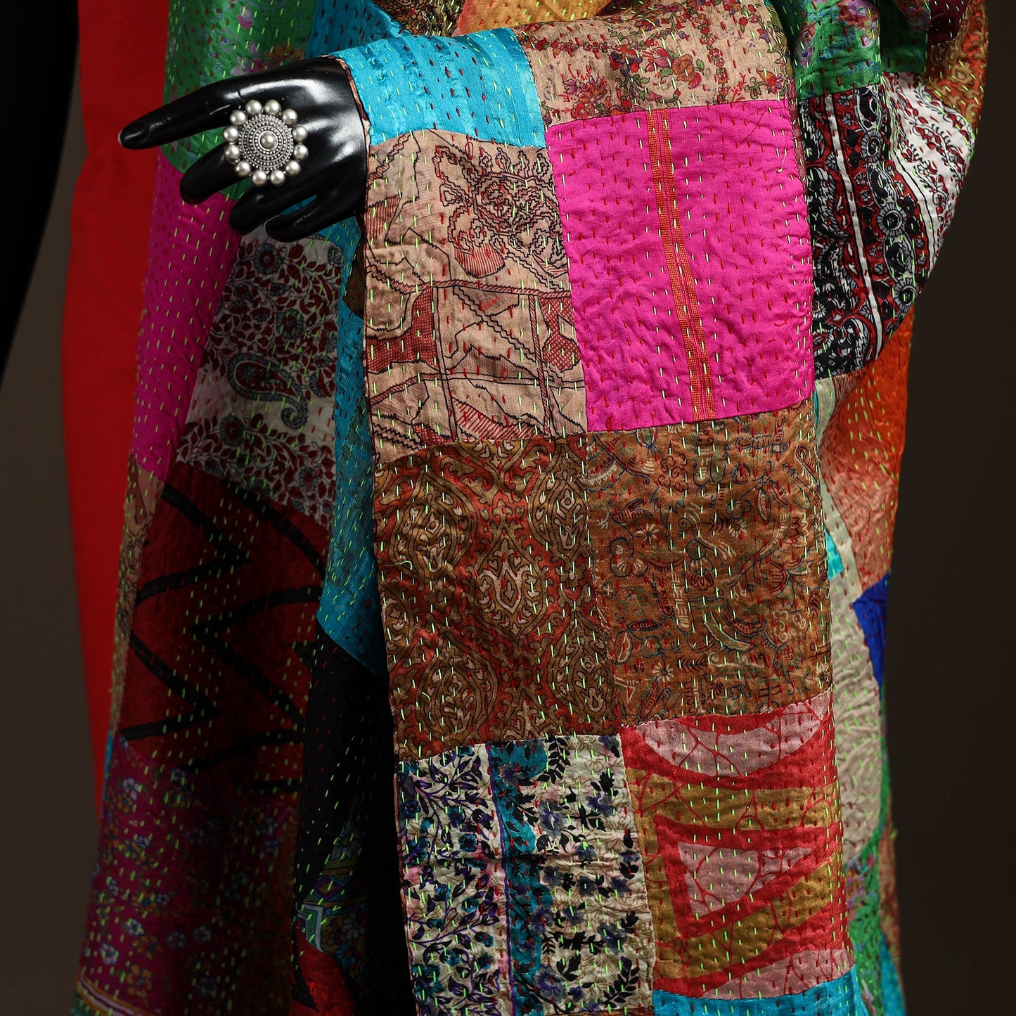 Multicolor - bengal hand embroidery patchwork reversible