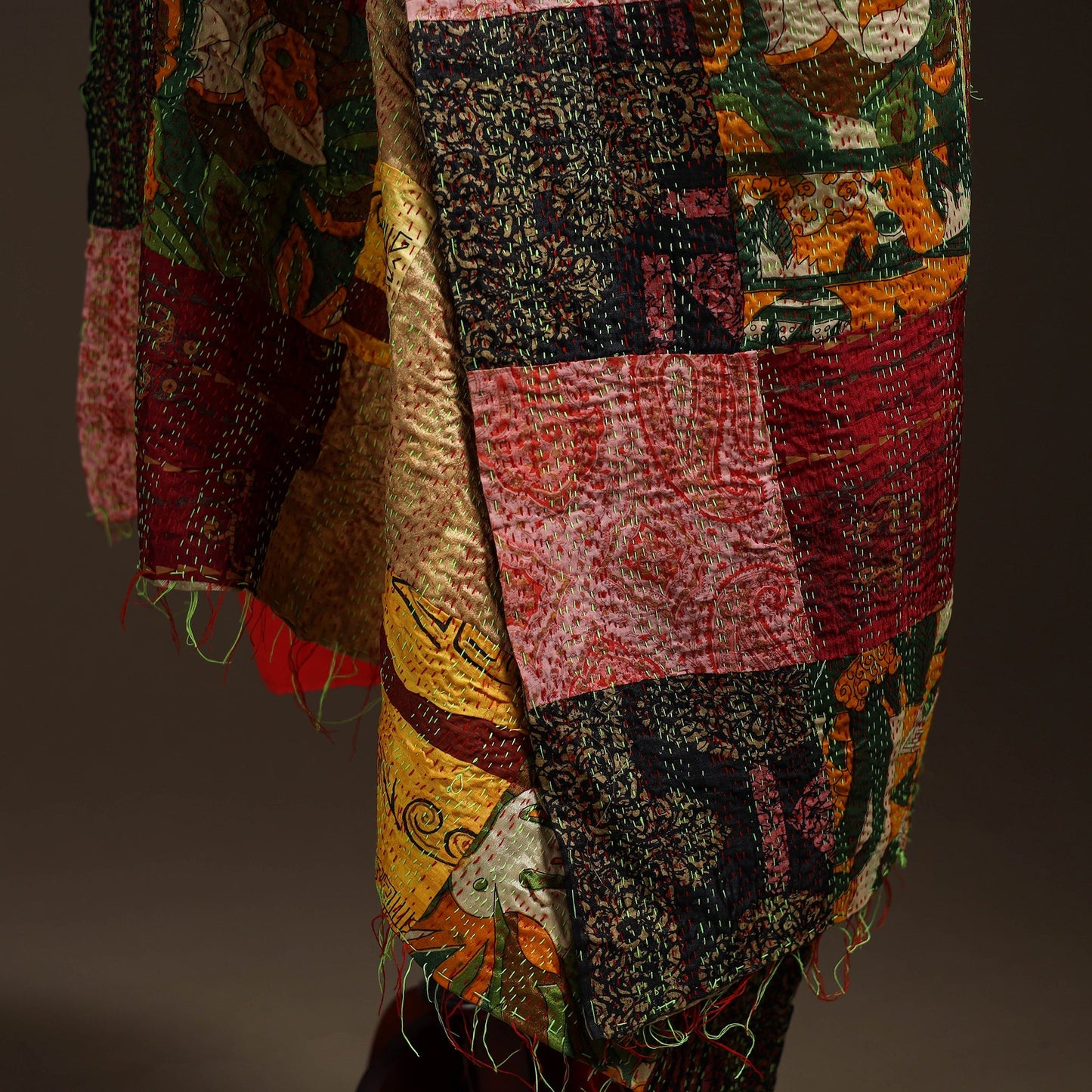 Multicolor - bengal hand embroidery patchwork reversible