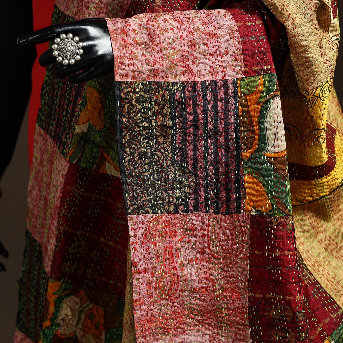 Multicolor - bengal hand embroidery patchwork reversible