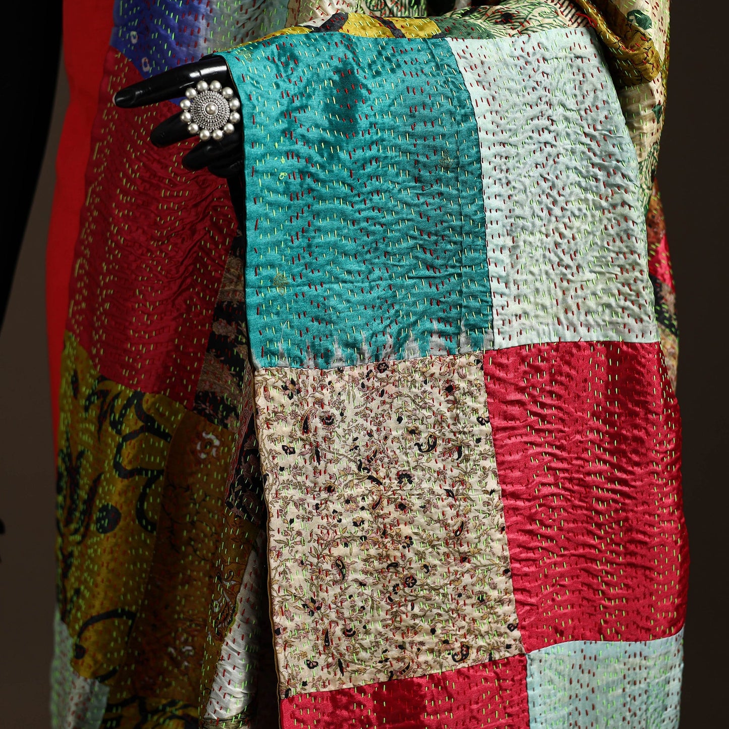 Multicolor - bengal hand embroidery patchwork reversible