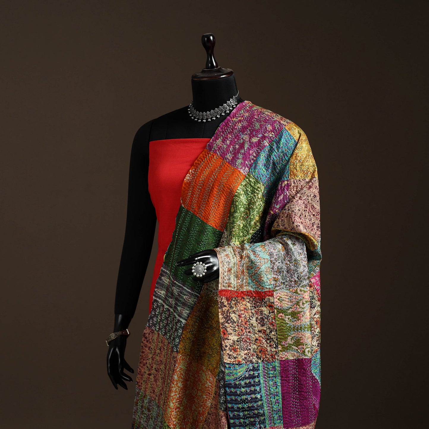 Multicolor - bengal hand embroidery patchwork reversible