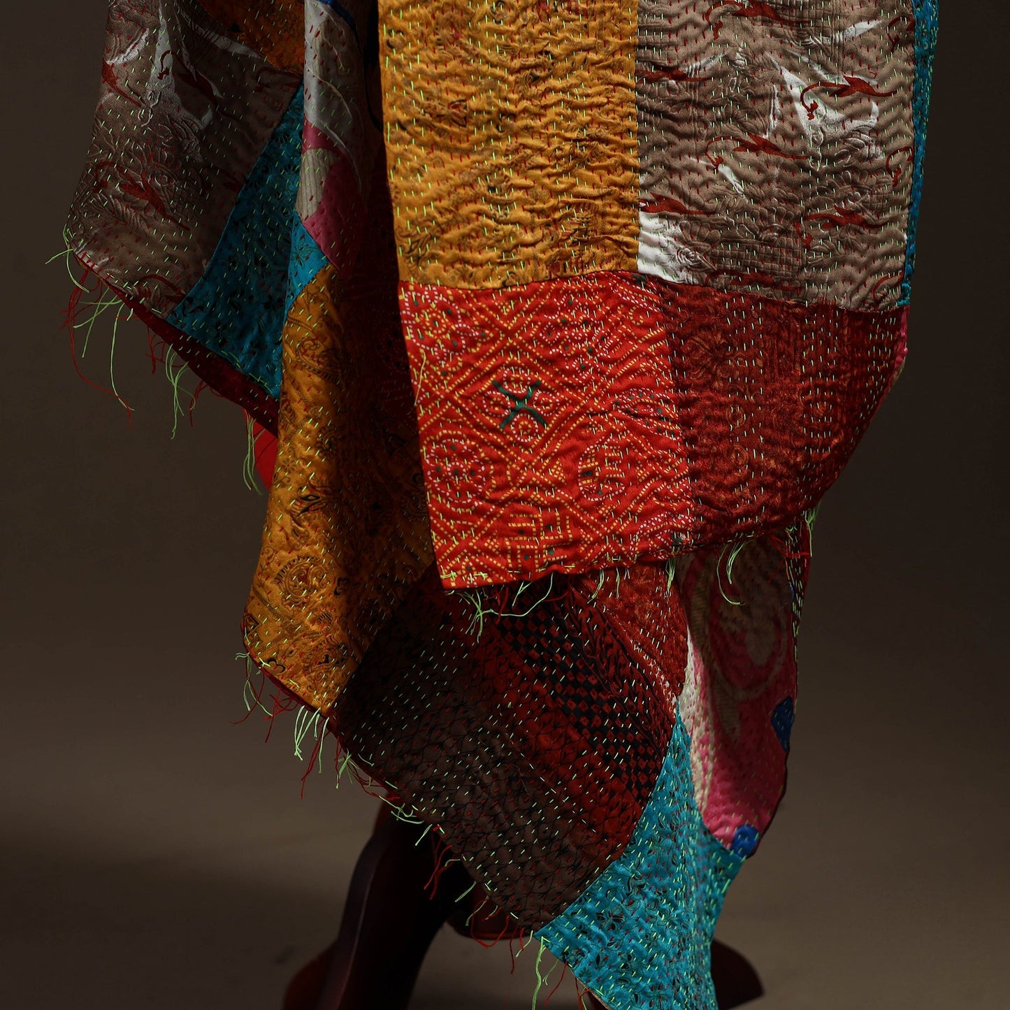 Multicolor - bengal hand embroidery patchwork reversible