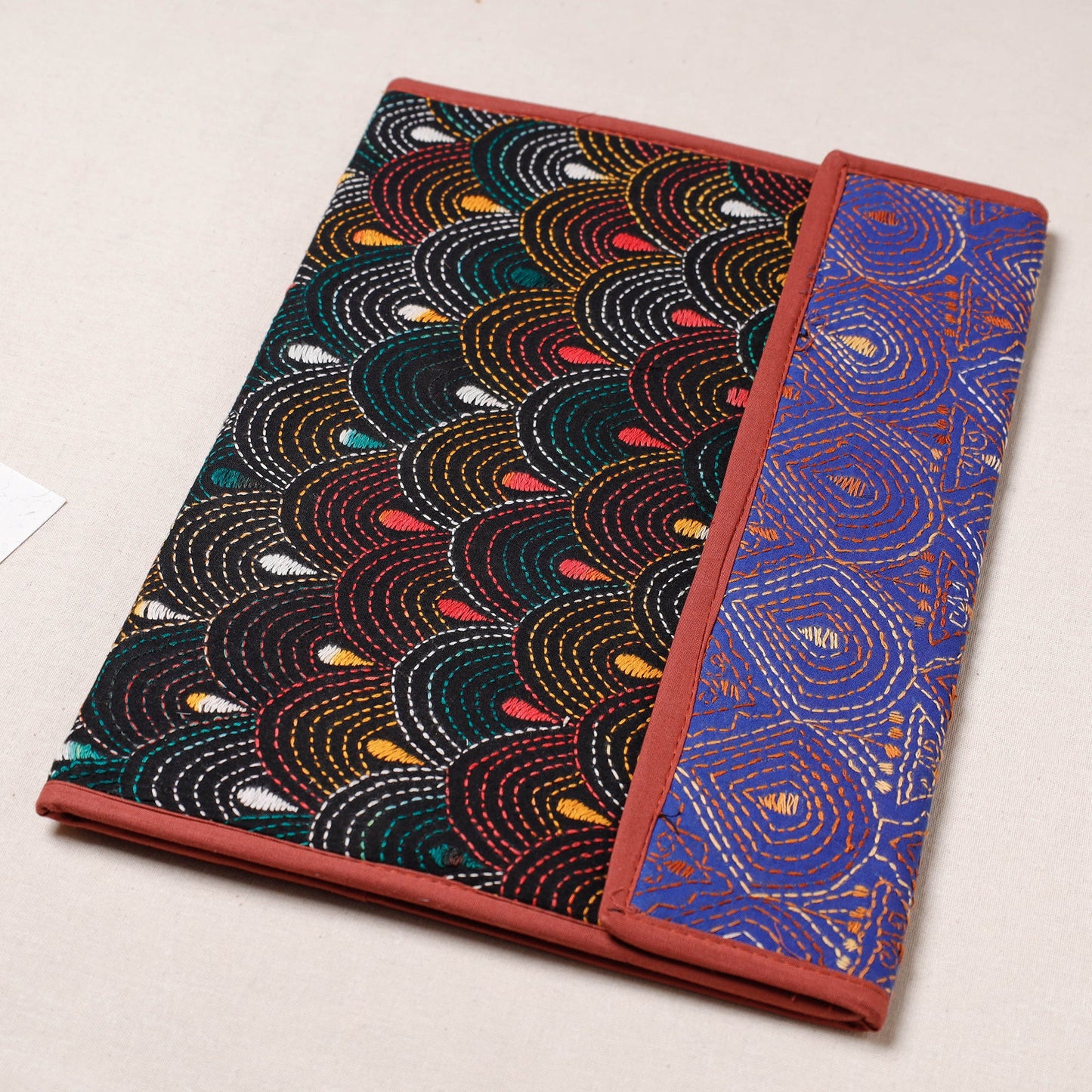 Multicolor Bengal Kantha Work Handcrafted File Folder