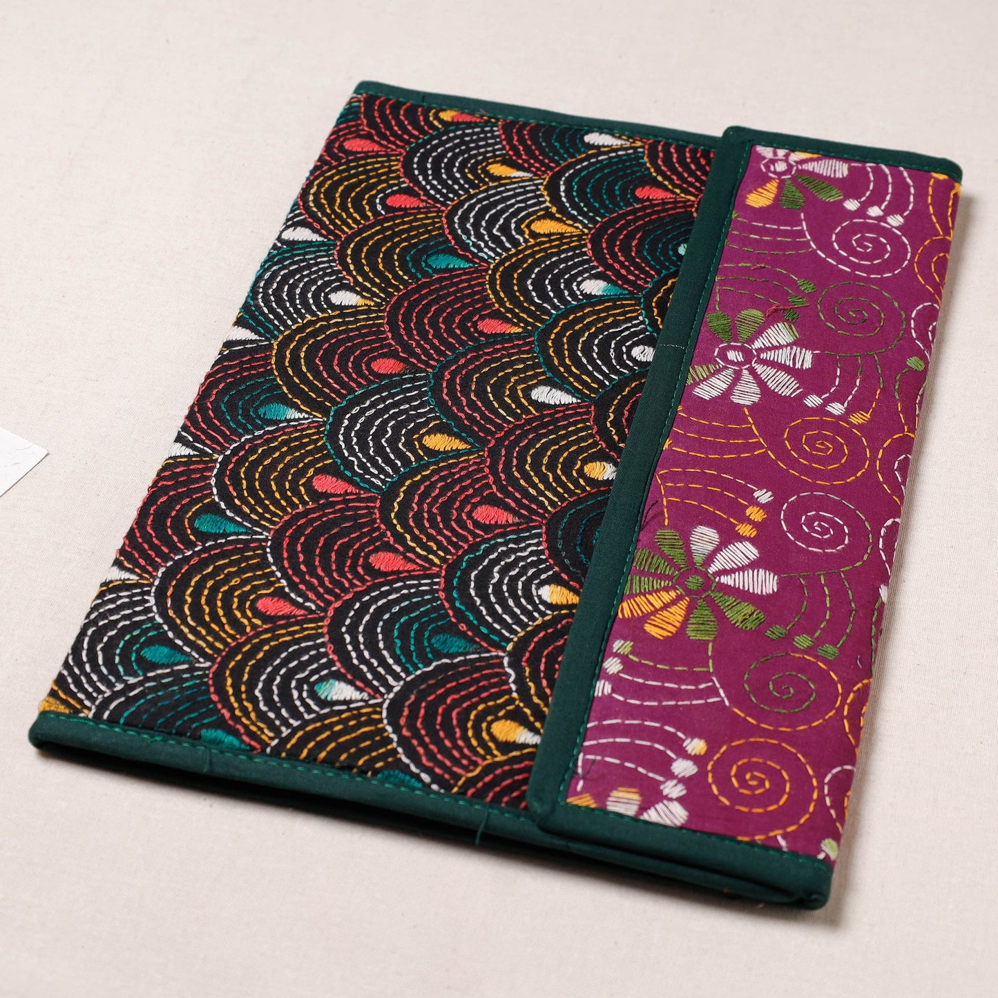Multicolor Bengal Kantha Work Handcrafted File Folder