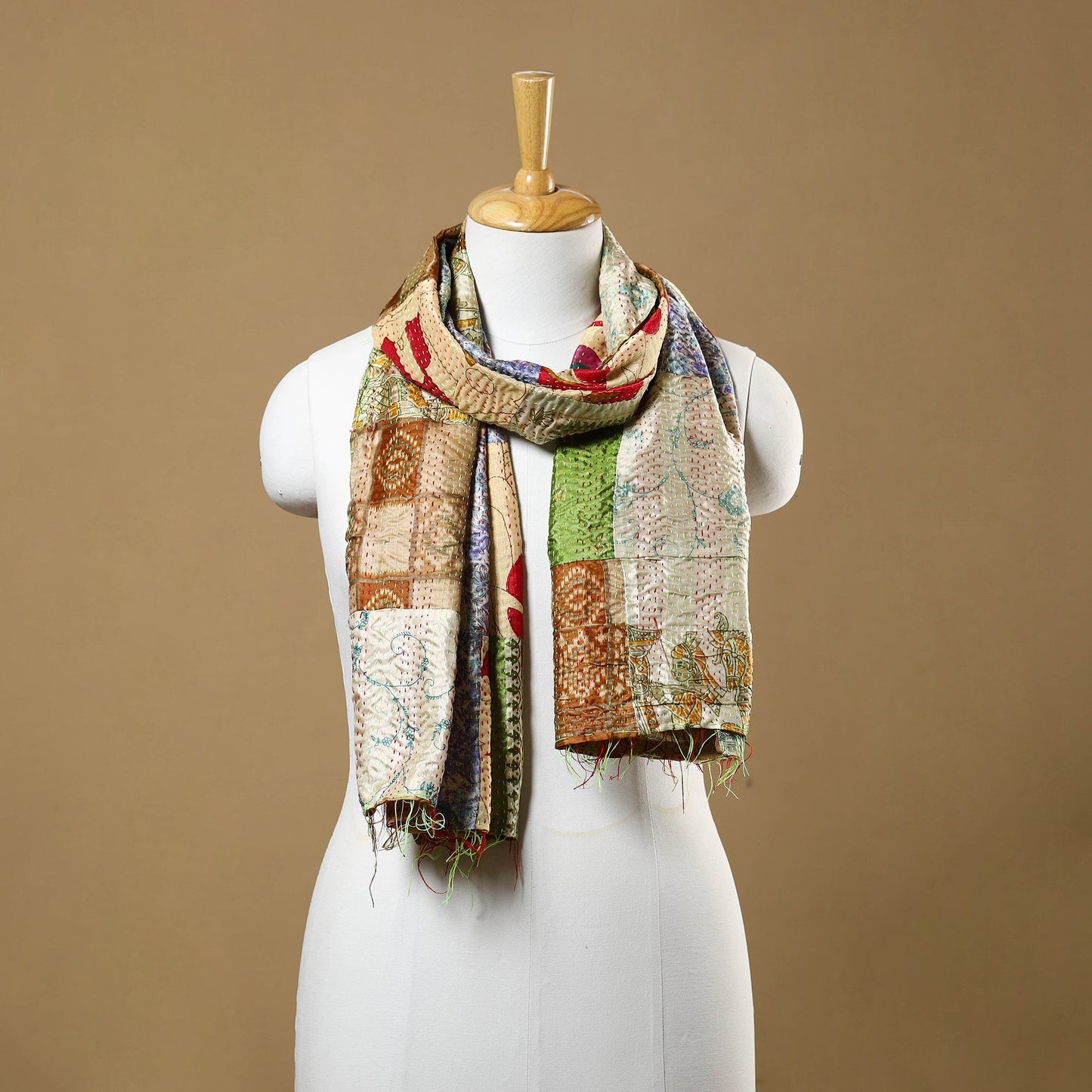 Multicolor - bengal kantha work reversible patchwork silk