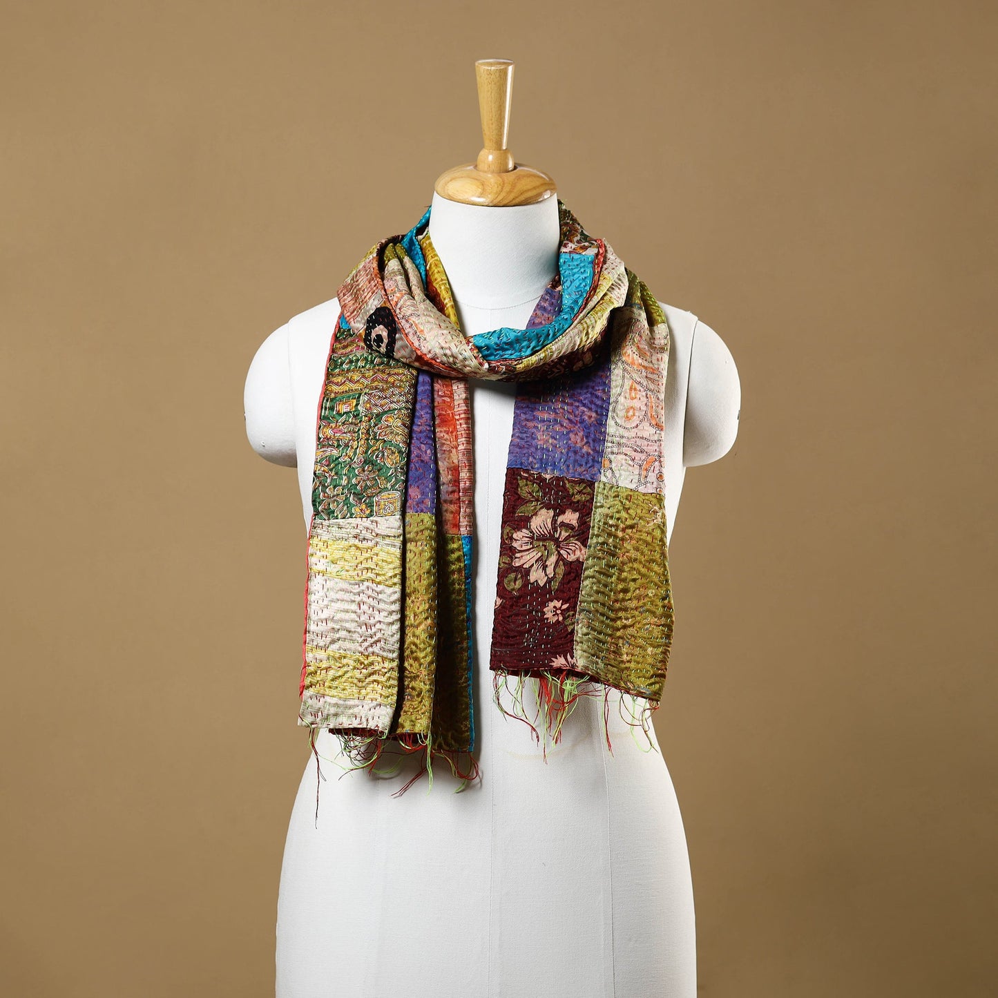 Multicolor - bengal kantha work reversible patchwork silk