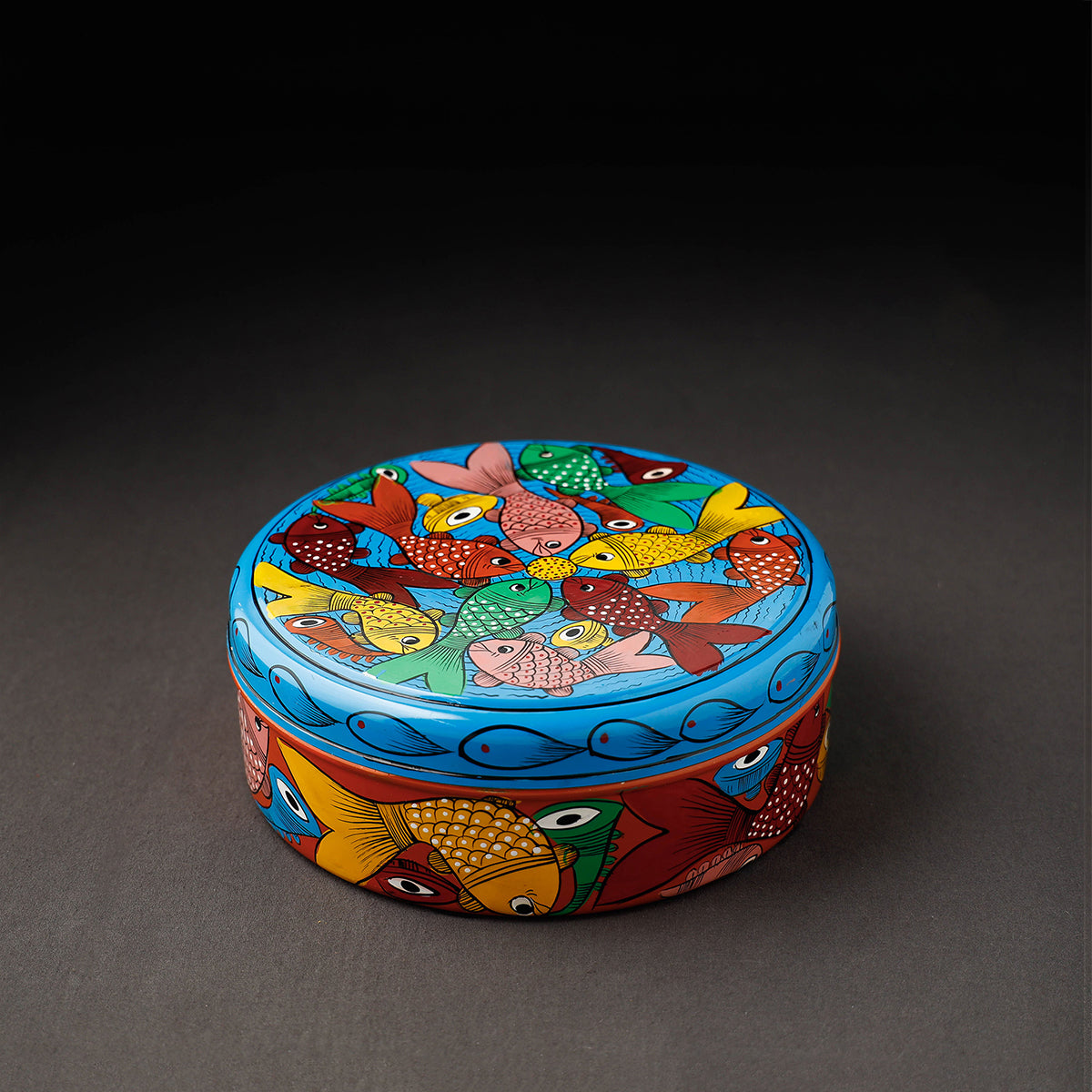 Bengal Patua Handpainted Stainless Steel Multicolor Masala Box