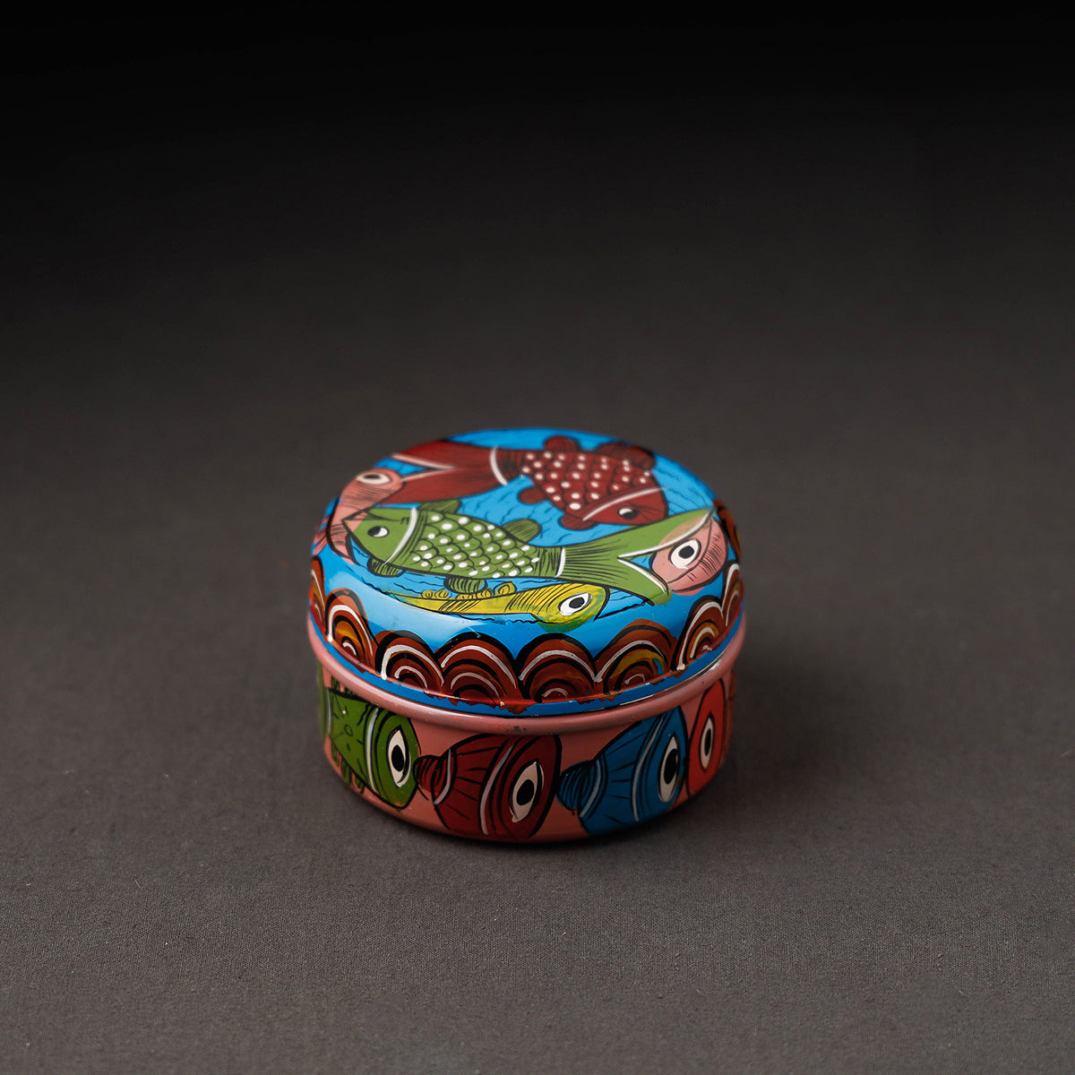 Green - Bengal Patua Handpainted Stainless Steel Multi Utility Container